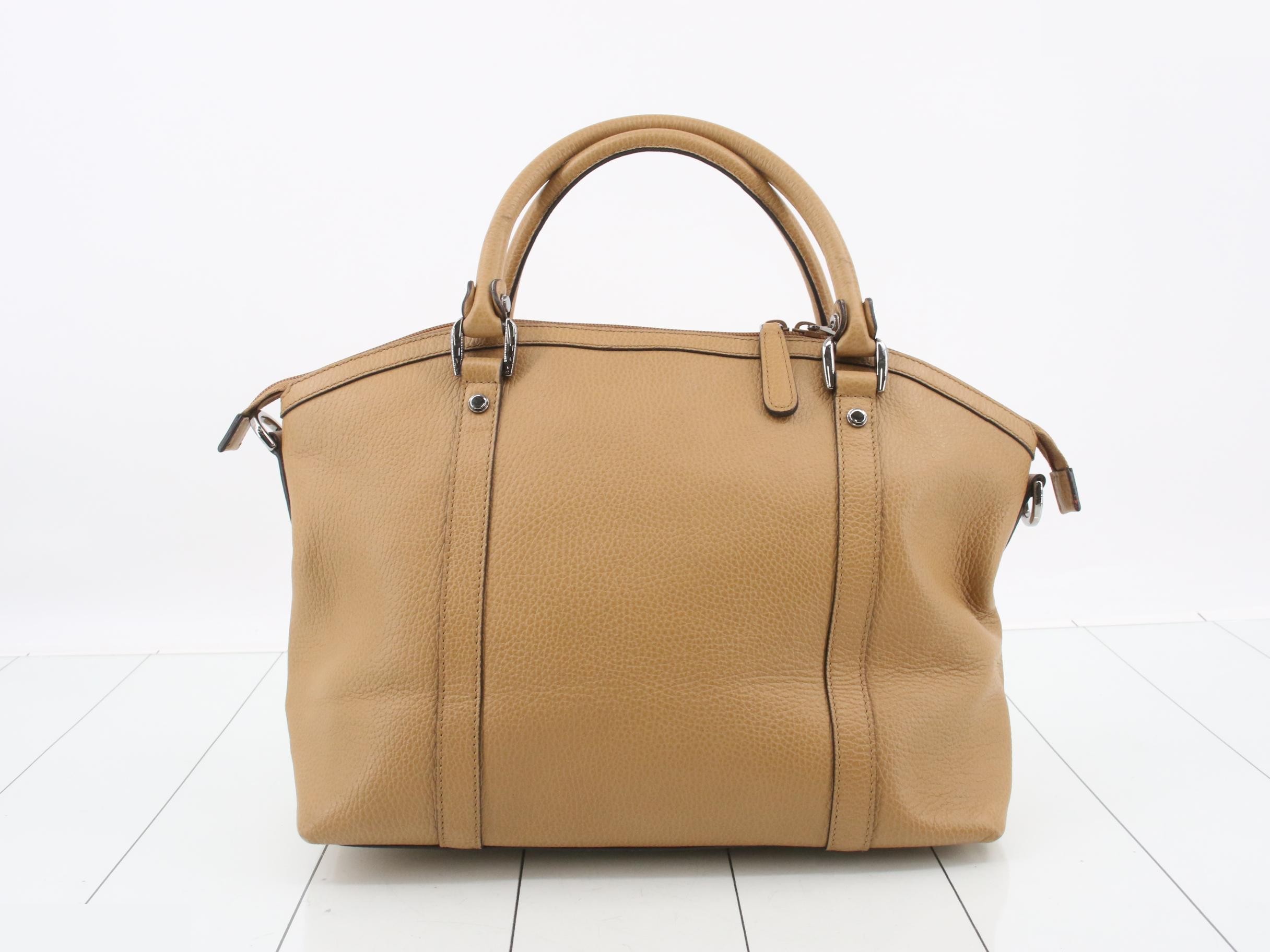 Interking G Handbag, Leather, Beige, Silver Hardware, 2-Way — view 2