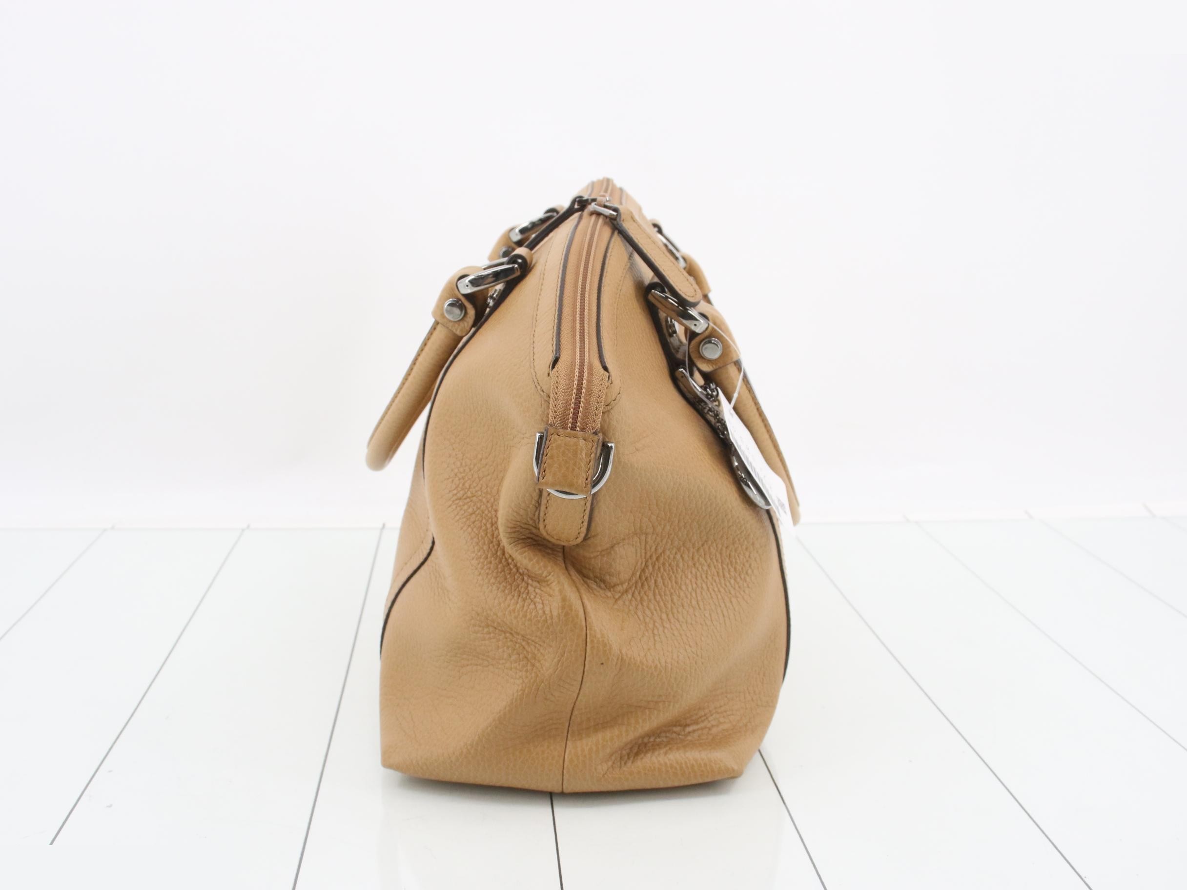 Interking G Handbag, Leather, Beige, Silver Hardware, 2-Way — view 4