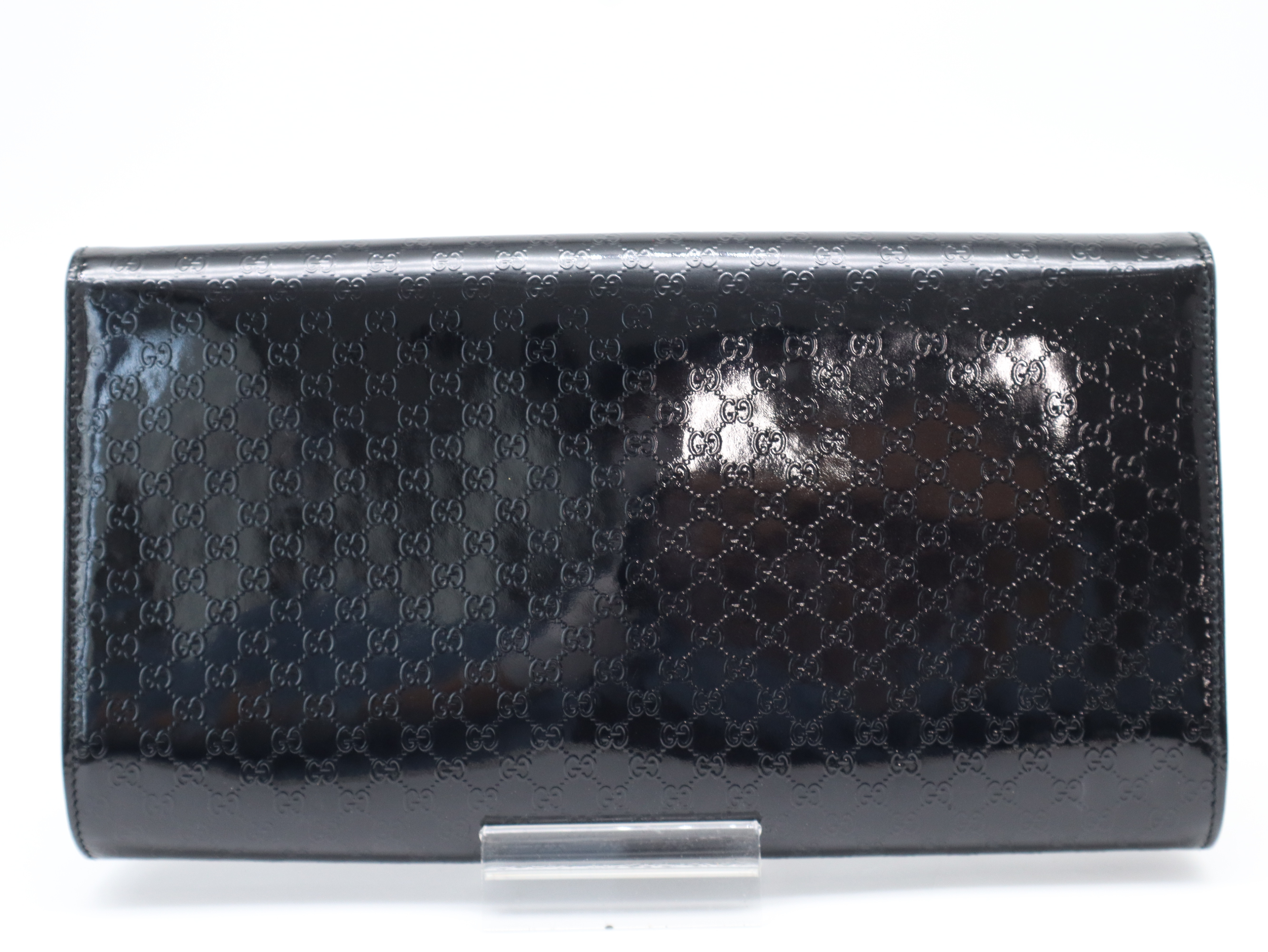 339249 Patent Leather Microguccissima Clutch Bag, Black, with Dust Bag. — view 2