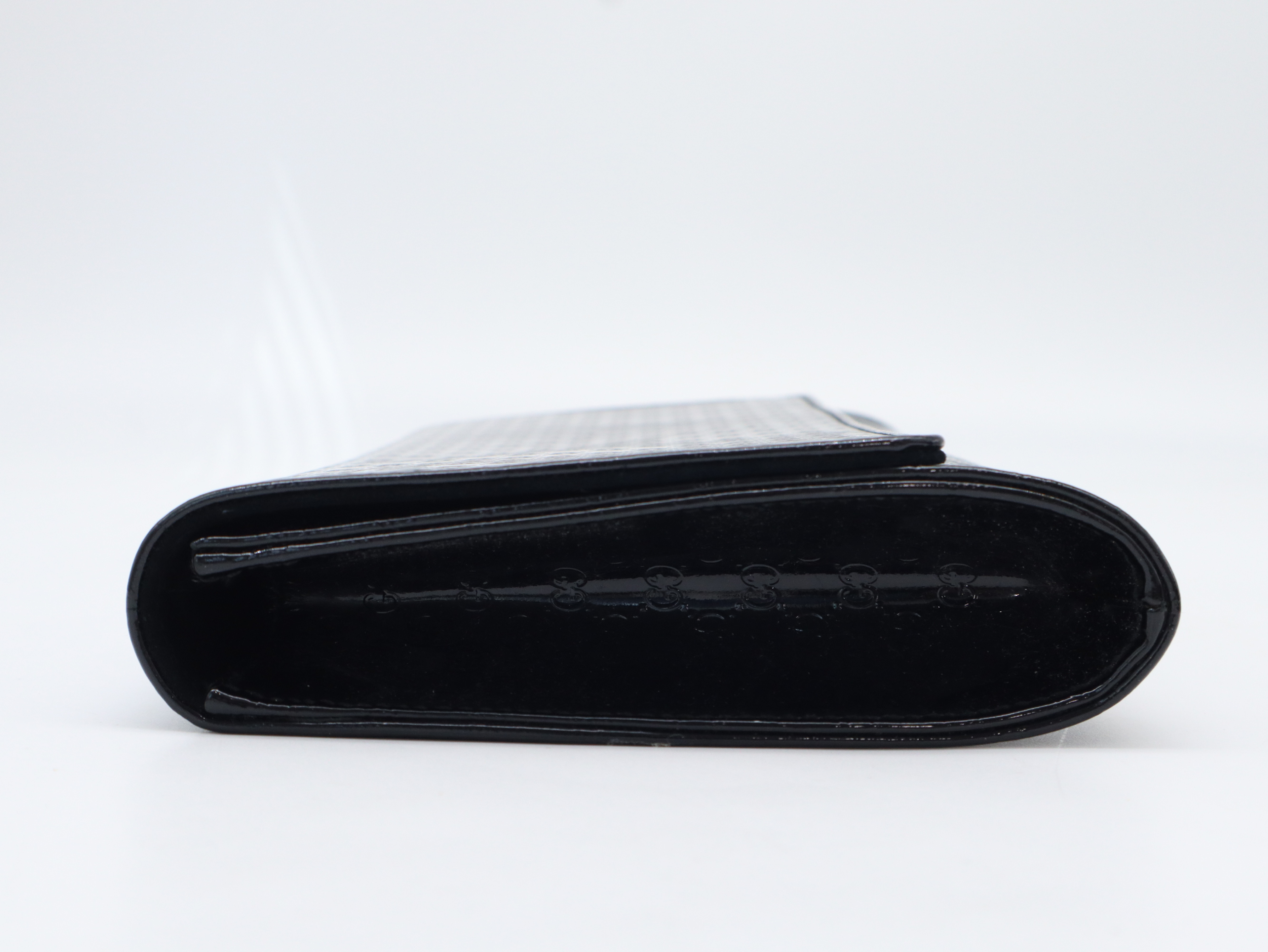 339249 Patent Leather Microguccissima Clutch Bag, Black, with Dust Bag. — view 3