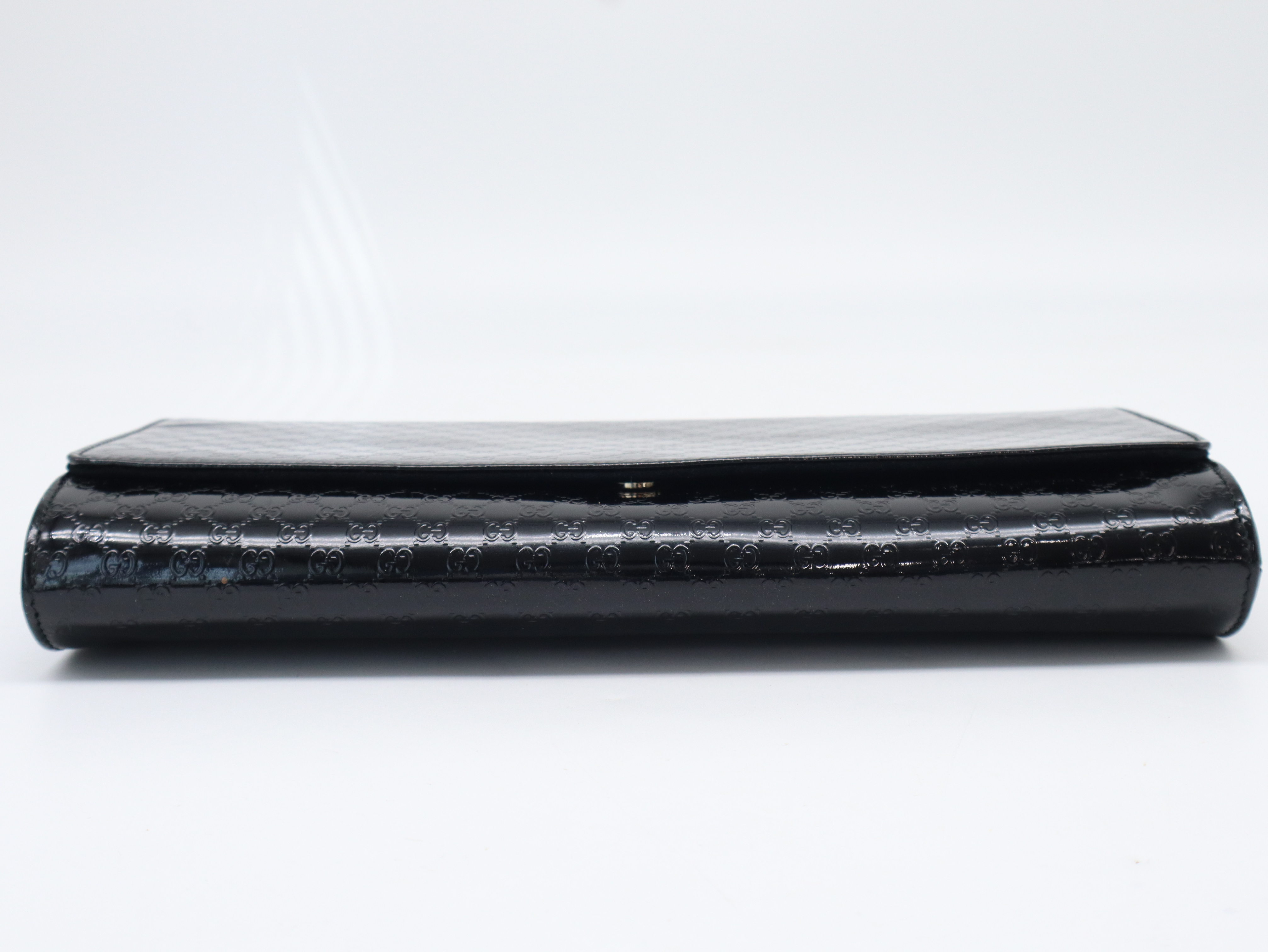 339249 Patent Leather Microguccissima Clutch Bag, Black, with Dust Bag. — view 4