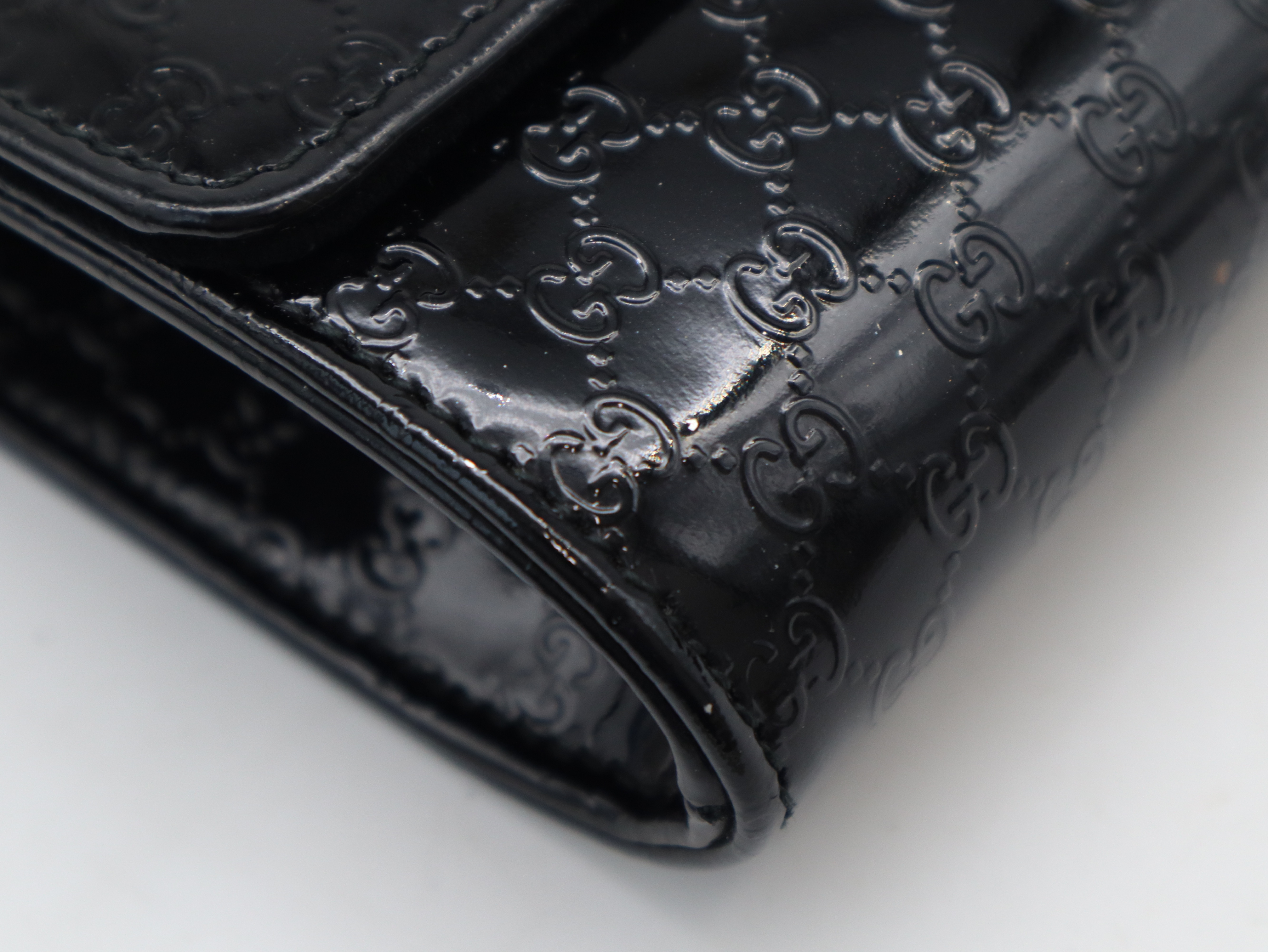 339249 Patent Leather Microguccissima Clutch Bag, Black, with Dust Bag. — view 7