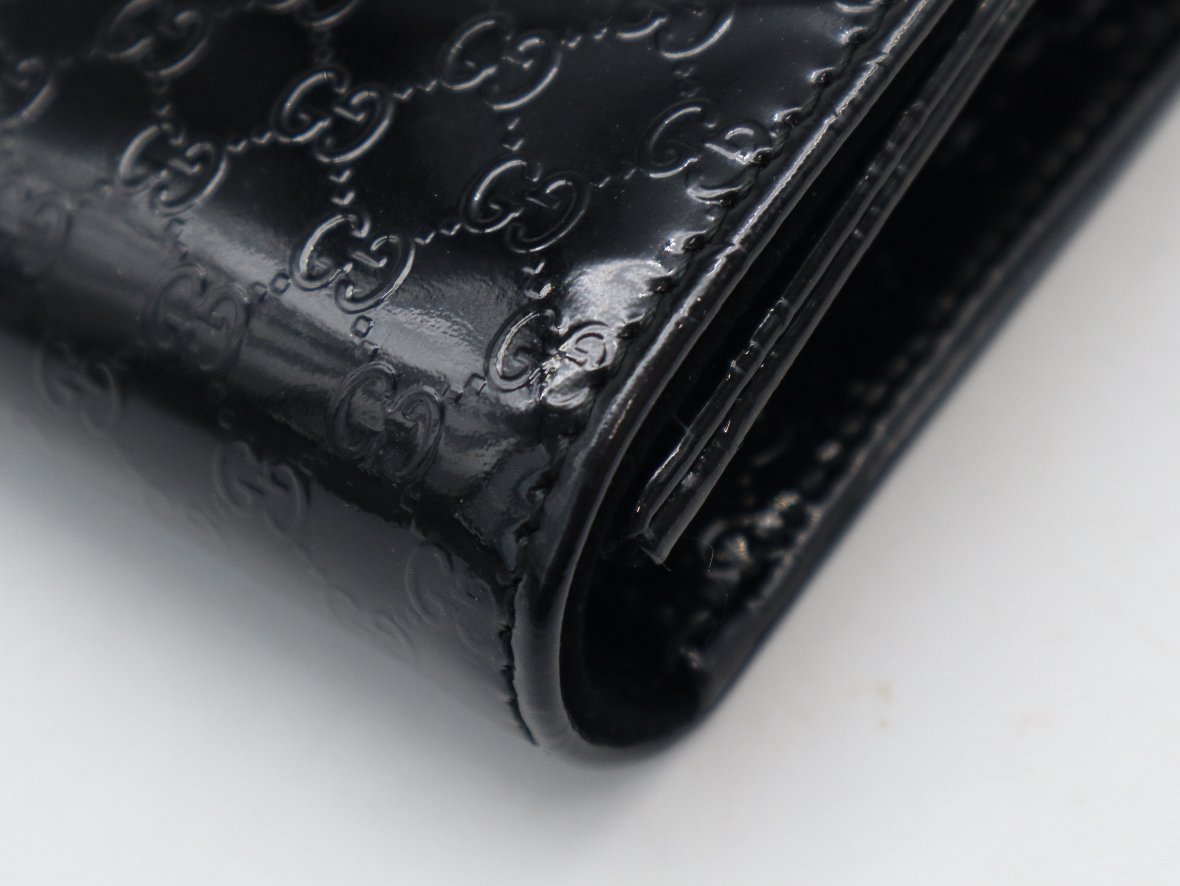 339249 Patent Leather Microguccissima Clutch Bag, Black, with Dust Bag. — view 8