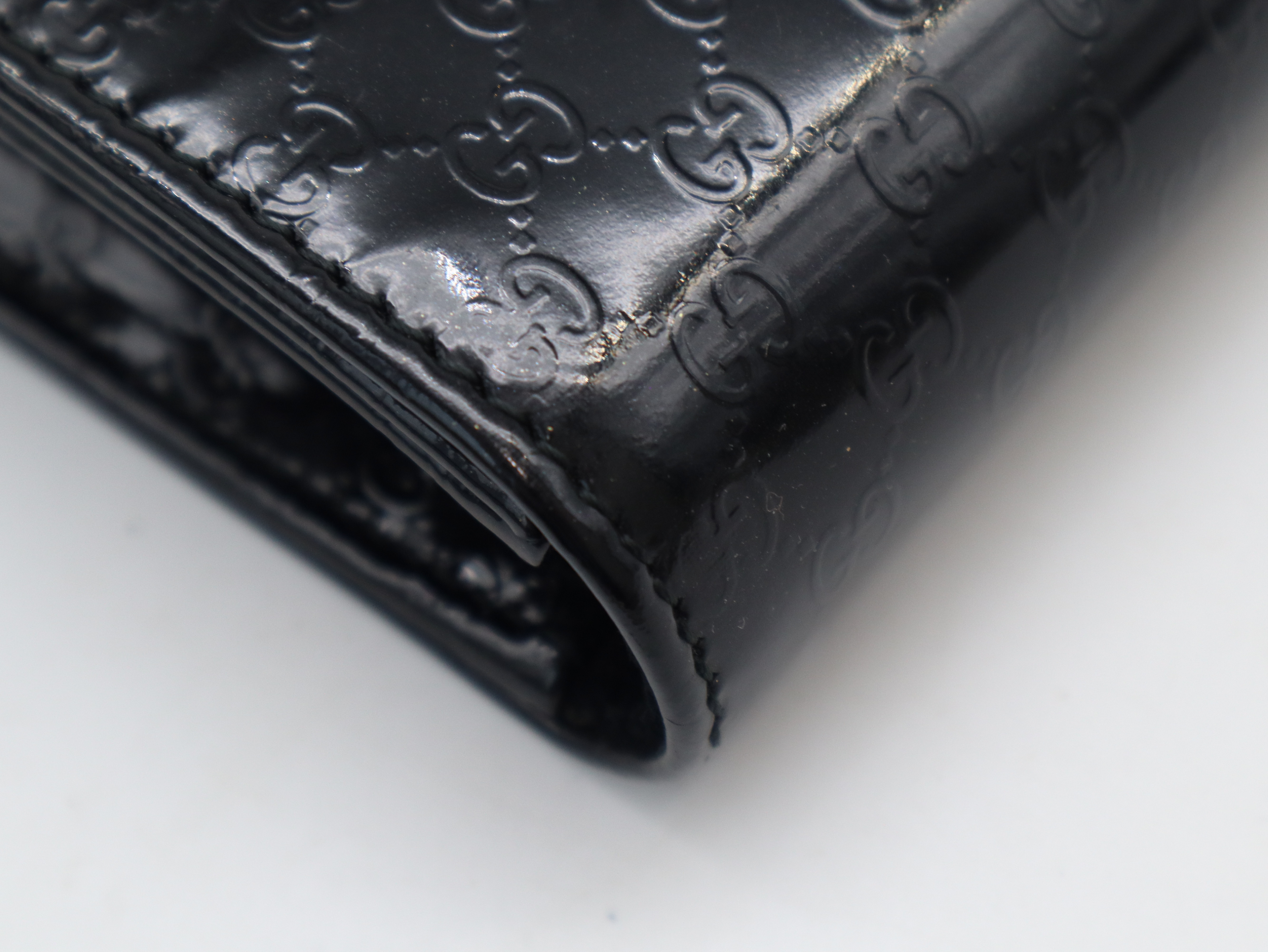 339249 Patent Leather Microguccissima Clutch Bag, Black, with Dust Bag. — view 9