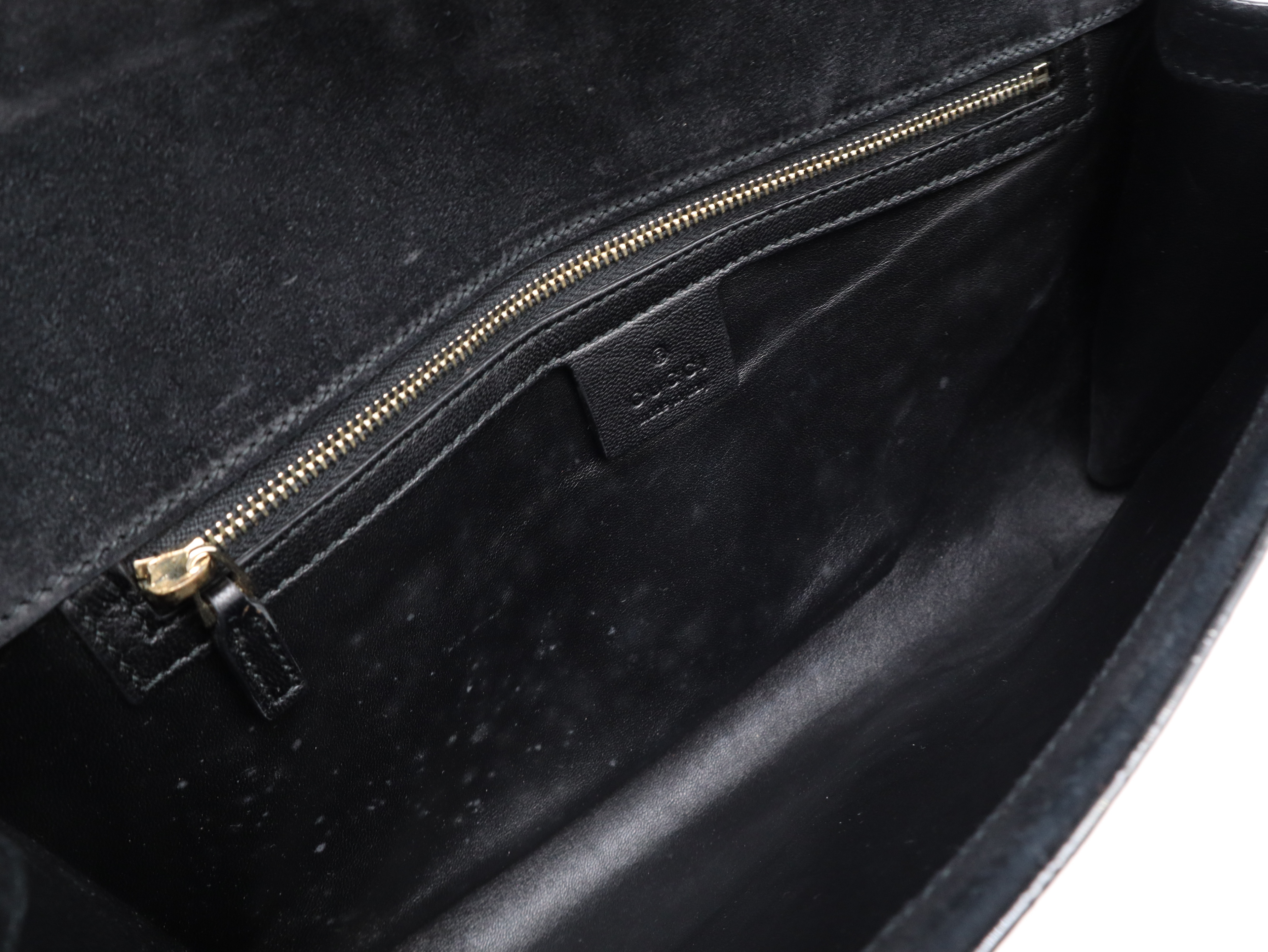 339249 Patent Leather Microguccissima Clutch Bag, Black, with Dust Bag. — view 10