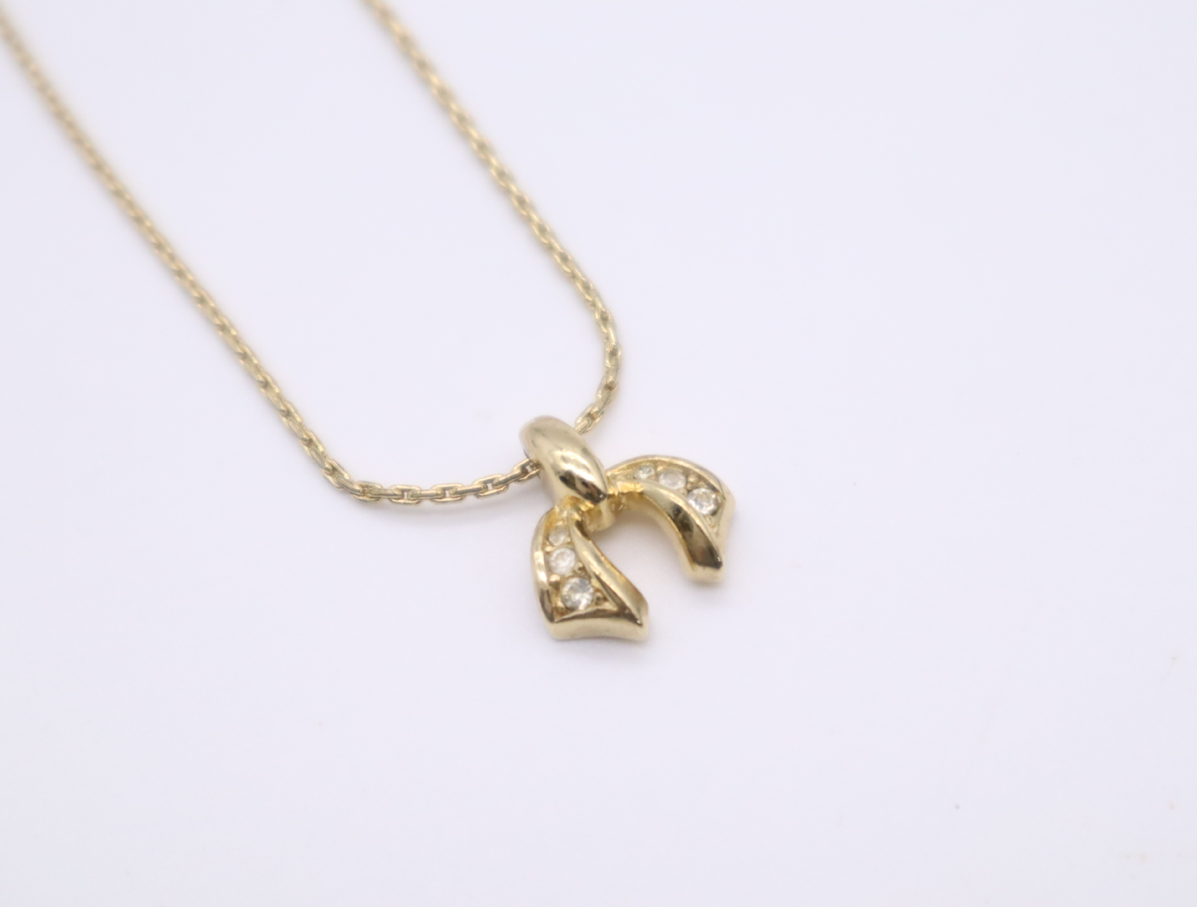 GP Ribbon Motif Rhinestone Necklace (with box) — view 3