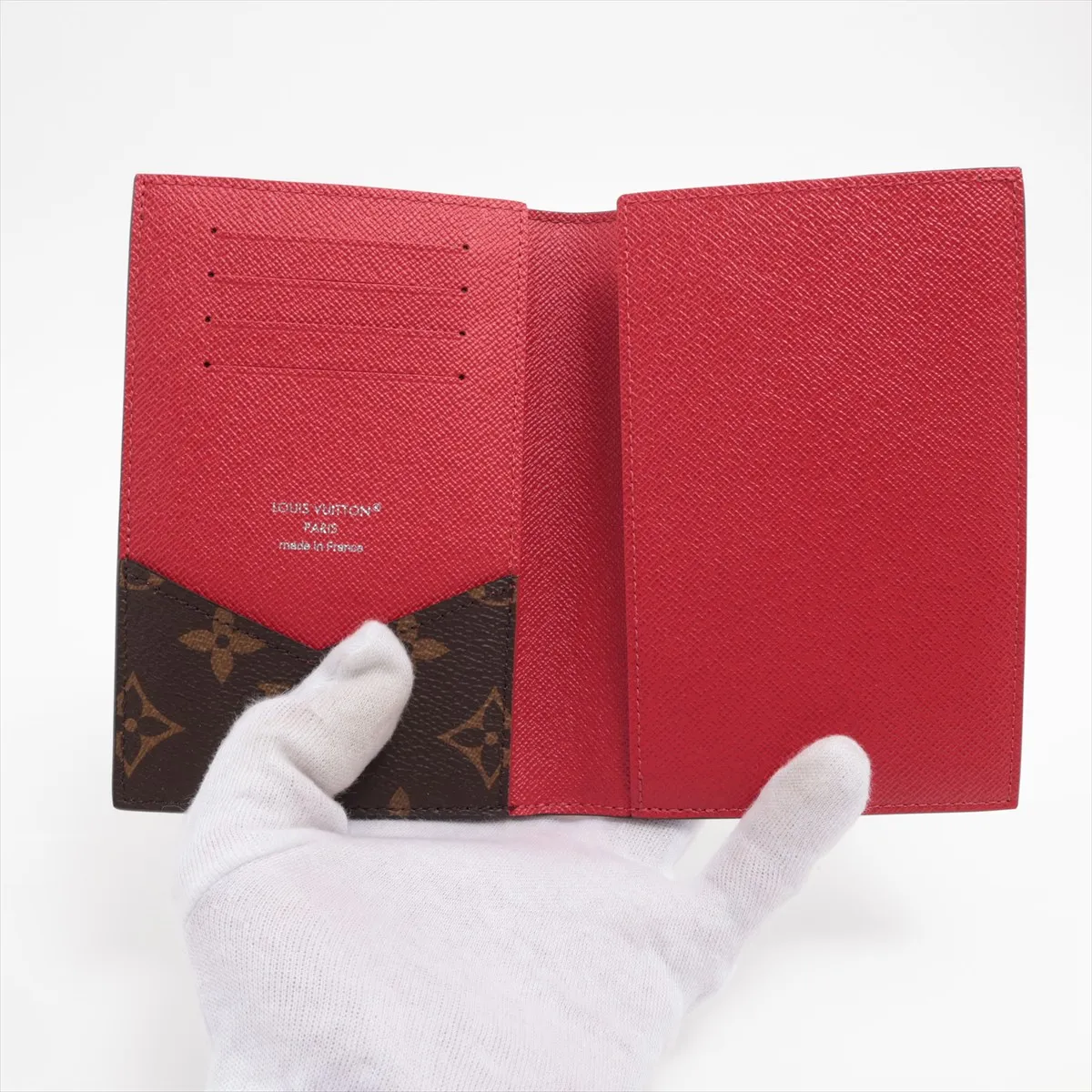 Monogram Macassar Couverture Passport NM M12824 Sari Red Passport Case (RFID detected) — view 3