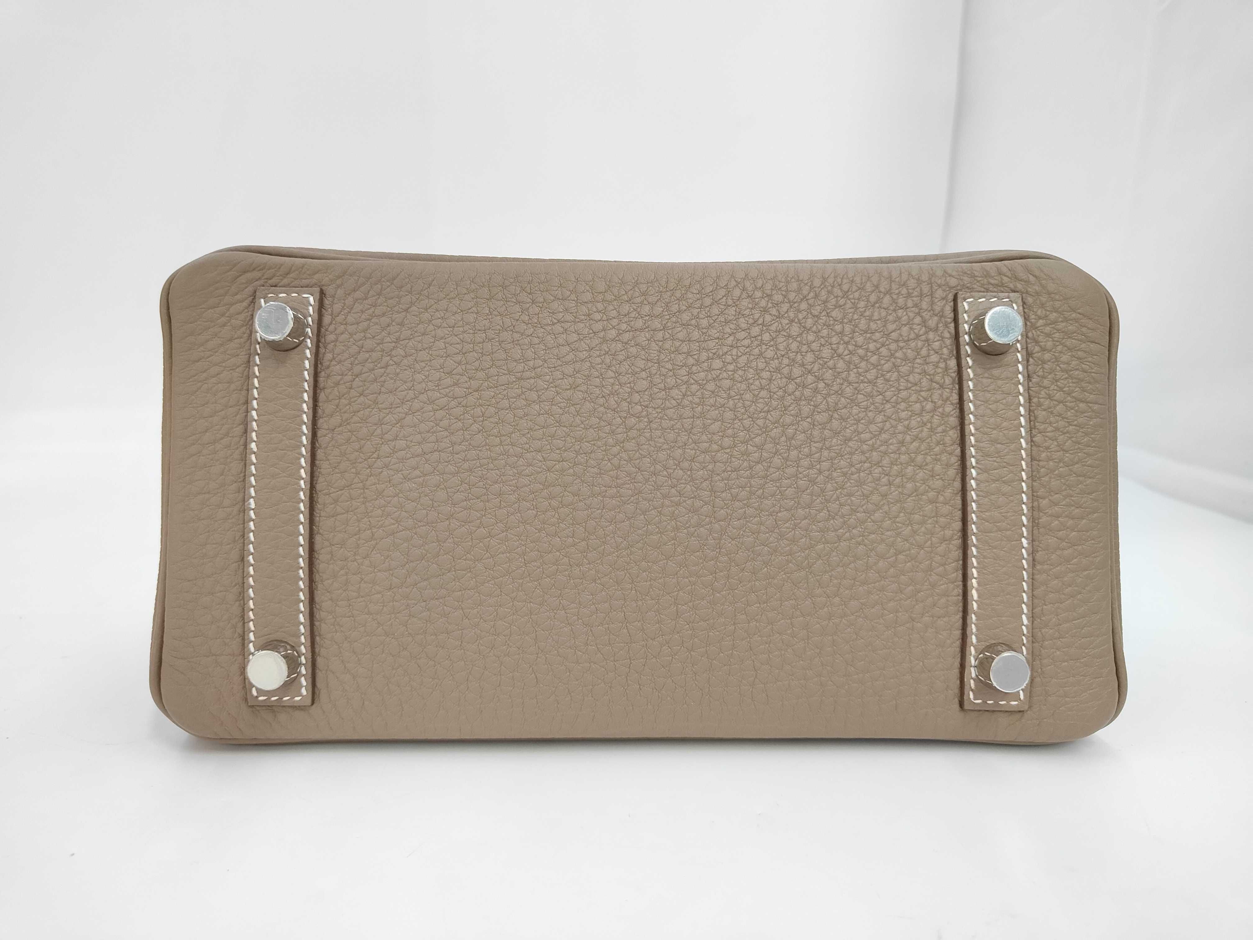 Birkin 25 Togo Etoupe Silver K Stamp Handbag — view 3