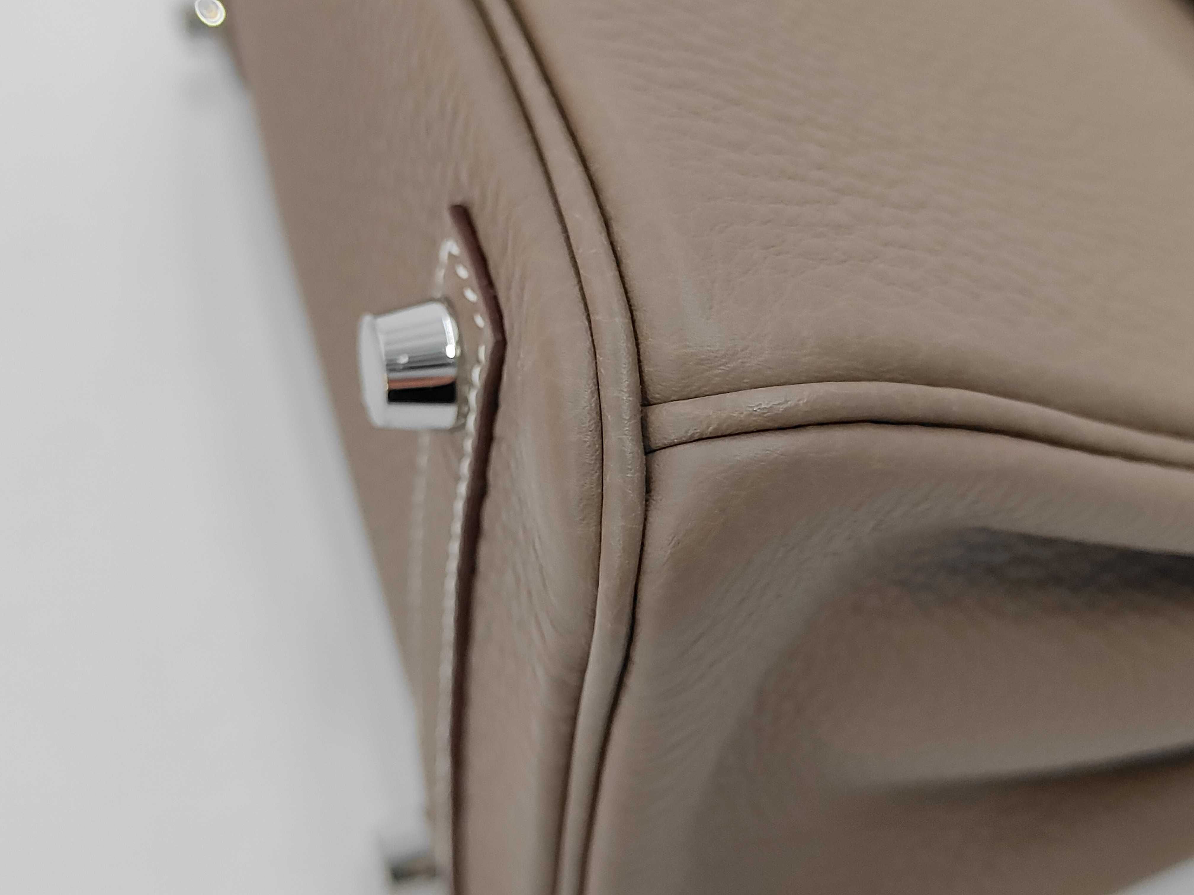 Birkin 25 Togo Etoupe Silver K Stamp Handbag — view 4