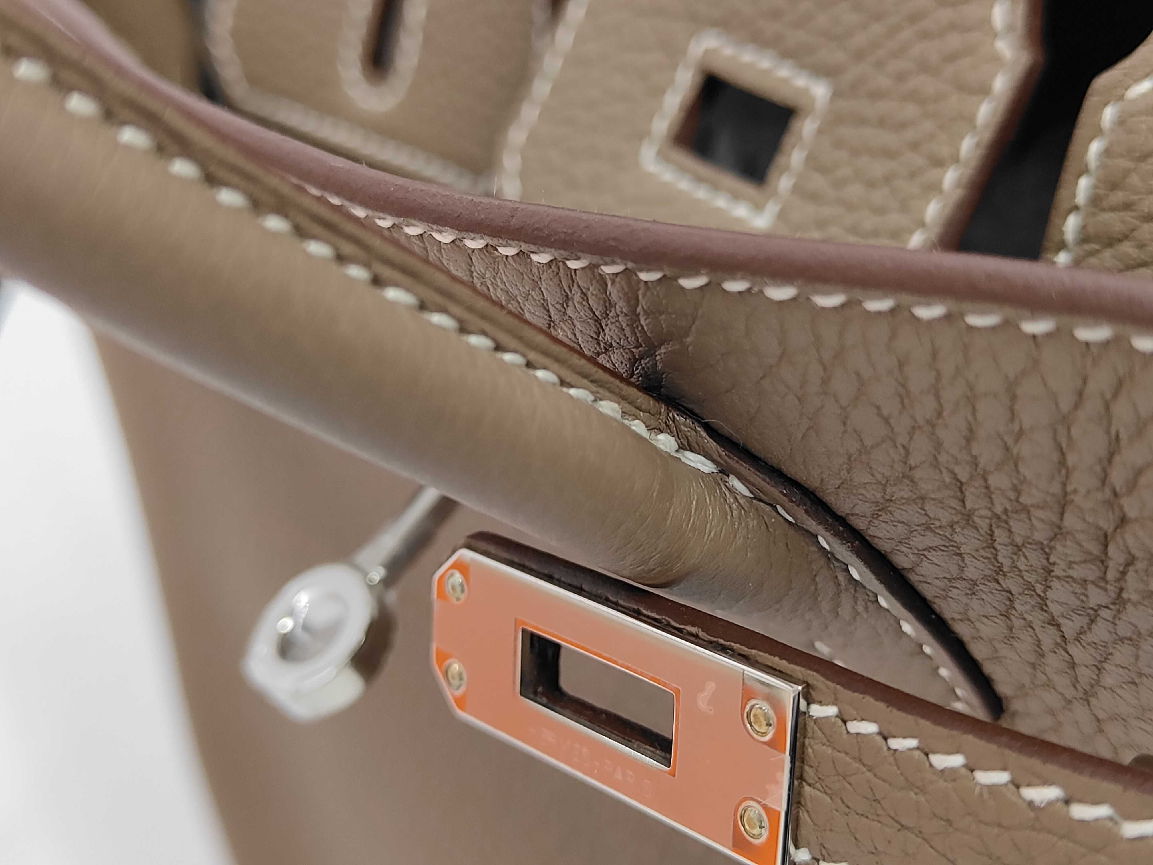 Birkin 25 Togo Etoupe Silver K Stamp Handbag — view 7