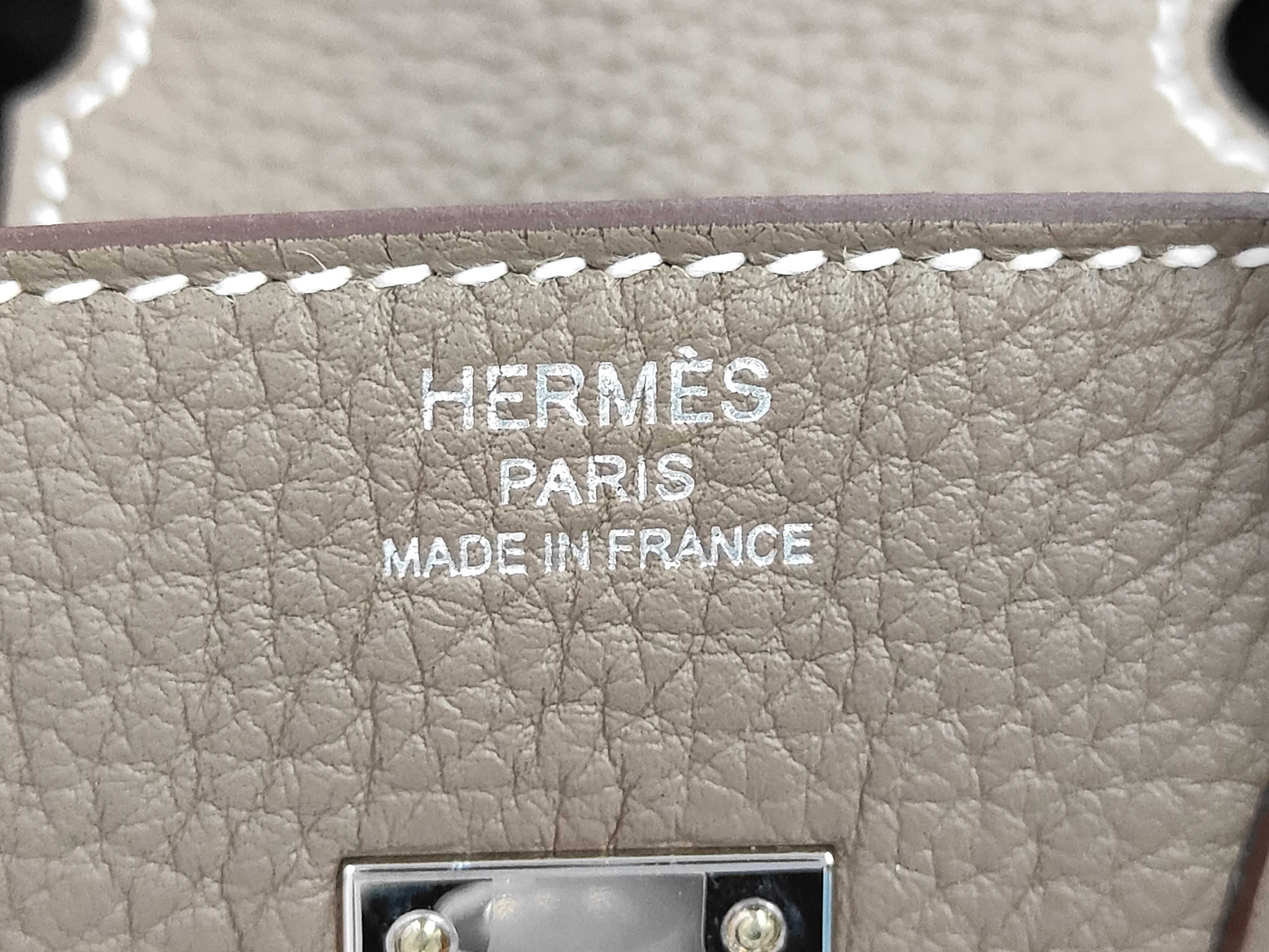 Birkin 25 Togo Etoupe Silver K Stamp Handbag — view 9