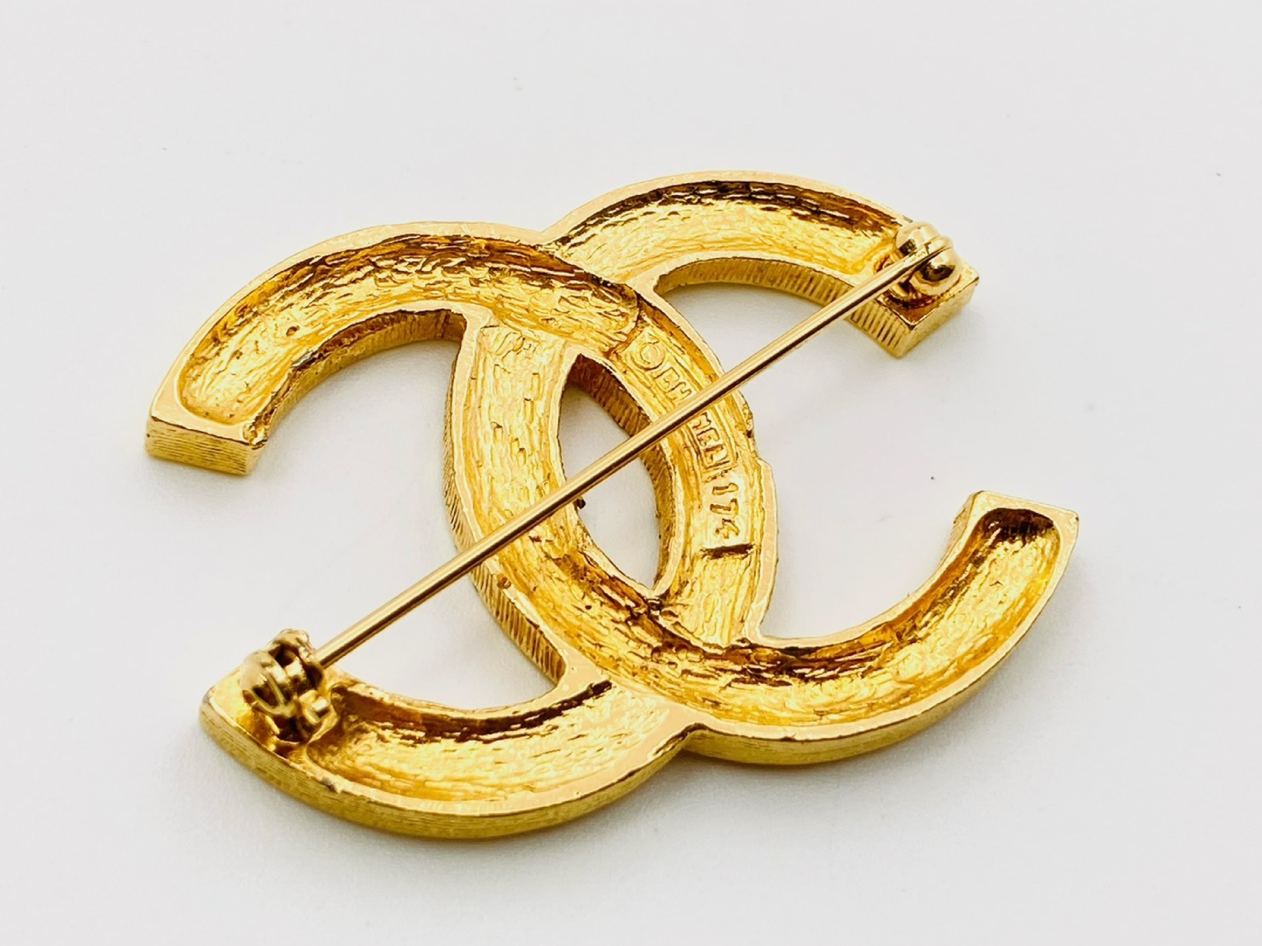 Coco Mark Rhinestone Brooch, Stamped, 174, Gold Brooch — view 2