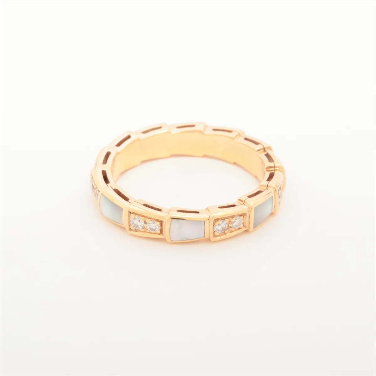Serpenti Viper Band Shell Diamond Ring 750(PG) 3.8g 52 M4FK6F Shell — view 2