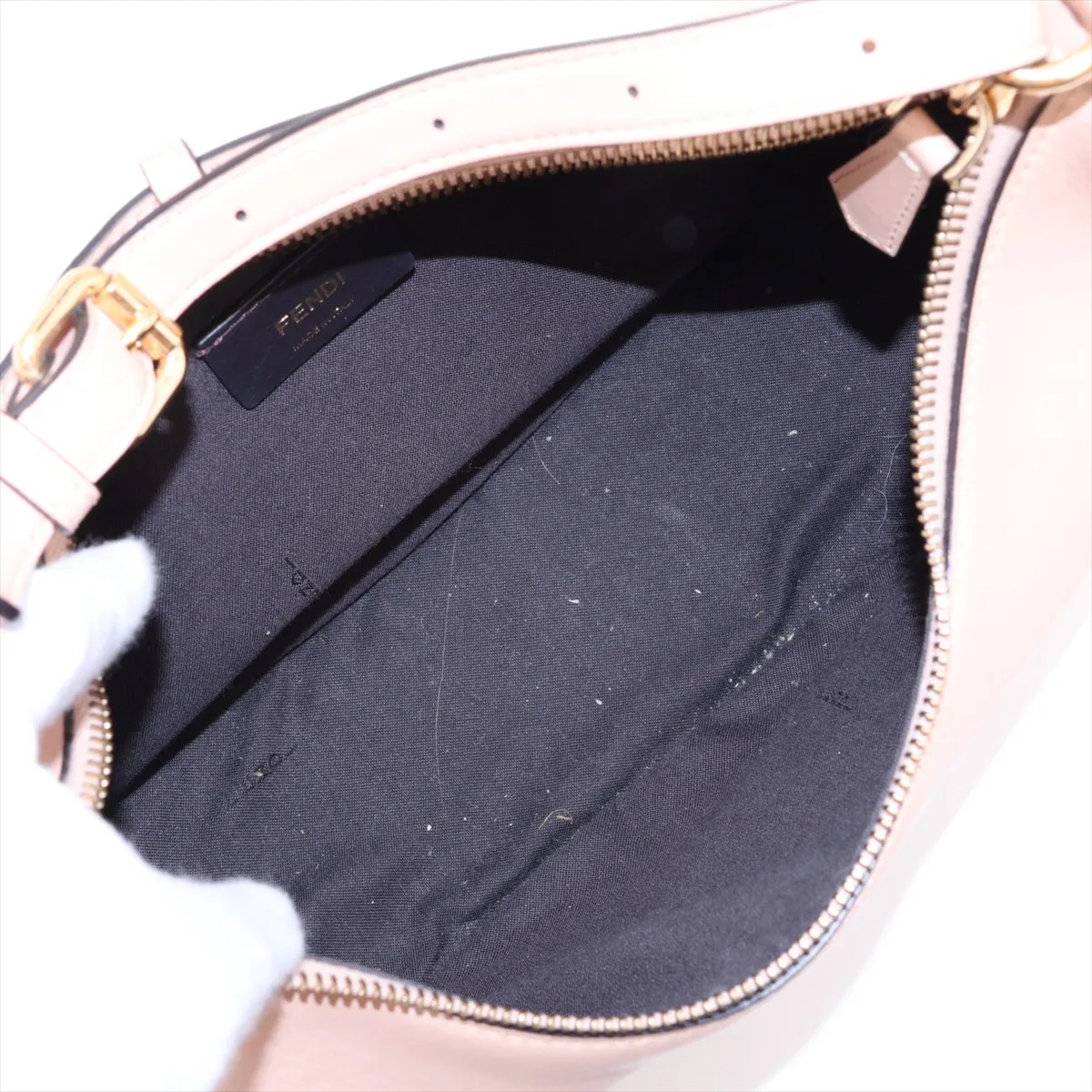 Fendigraphy Small Leather Shoulder Bag, Beige, 8BR798 — view 7