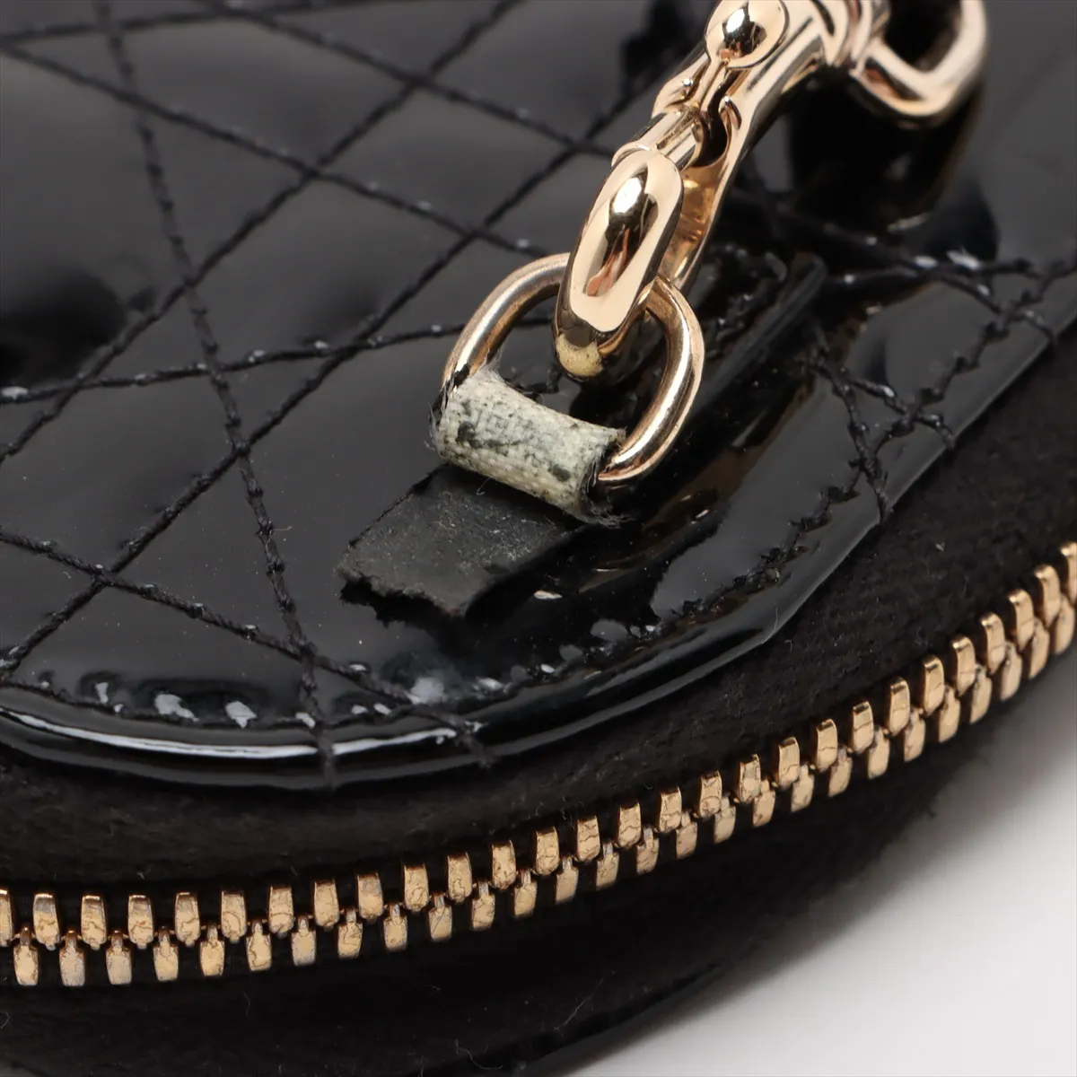 Cannage Phone Holder Patent Leather 2WAY Shoulder Bag Black — view 12