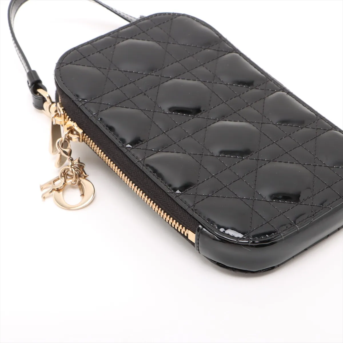 Cannage Phone Holder Patent Leather 2WAY Shoulder Bag Black — view 4