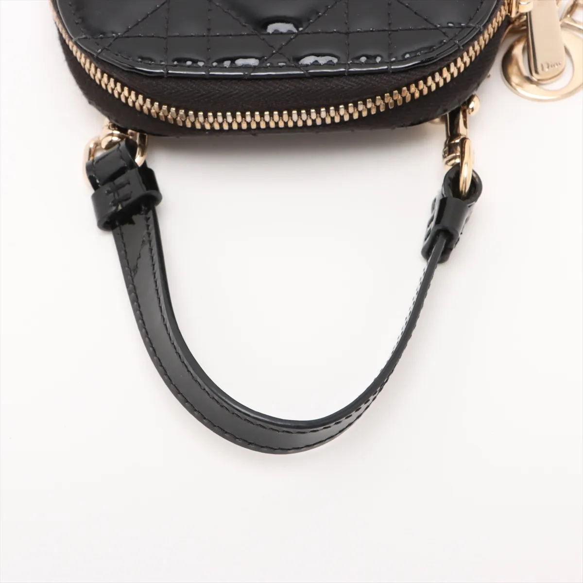 Cannage Phone Holder Patent Leather 2WAY Shoulder Bag Black — view 5