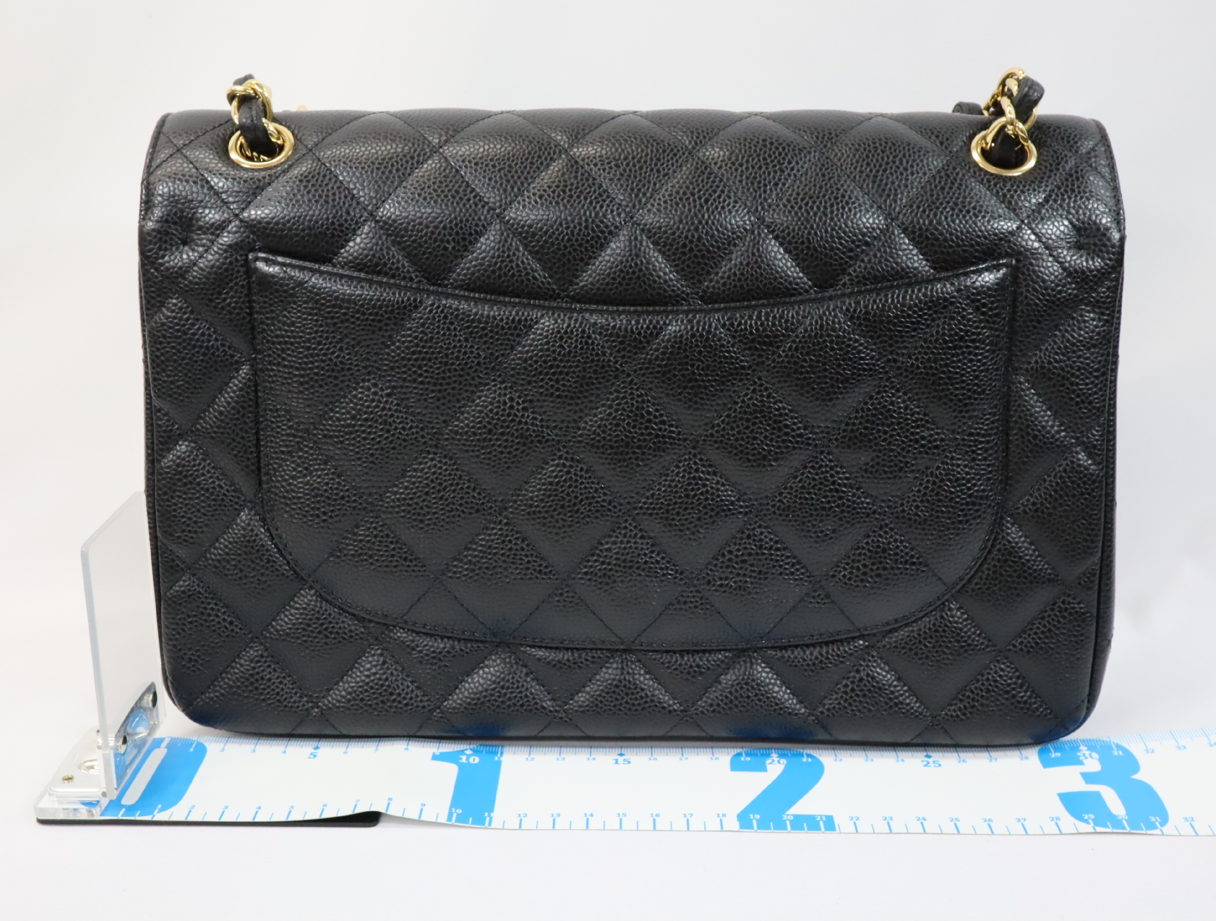 Large Matelassé 30 Shoulder Bag, Caviar Leather, Double Flap, Black with Gold Hardware, Serial Number 18-series, A58600 — view 2