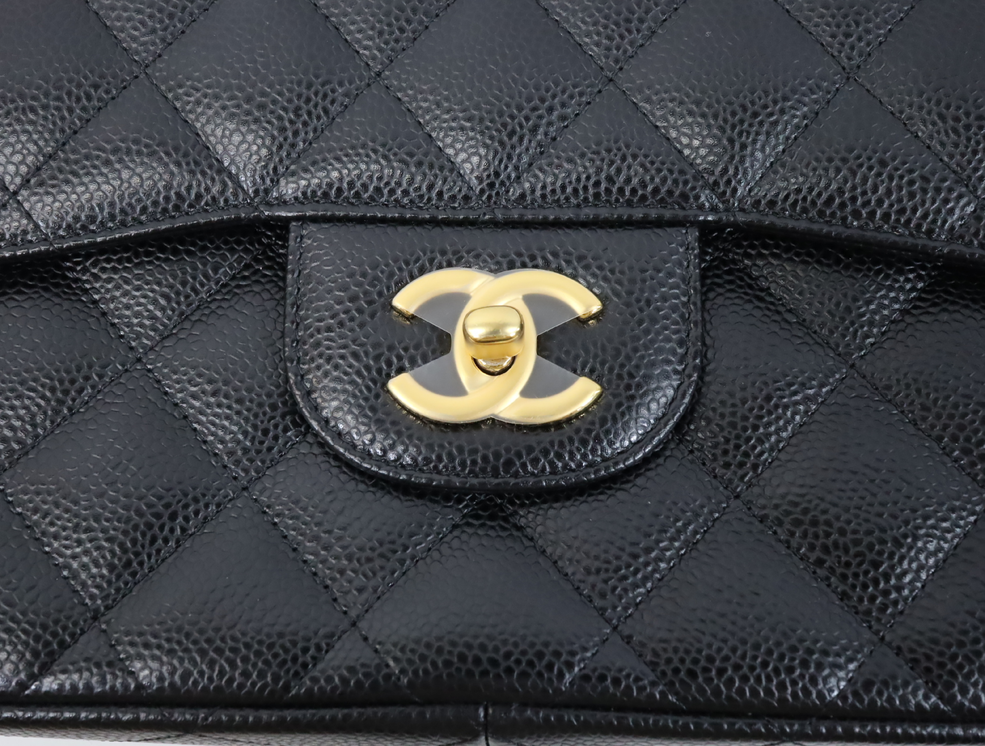 Large Matelassé 30 Shoulder Bag, Caviar Leather, Double Flap, Black with Gold Hardware, Serial Number 18-series, A58600 — view 11