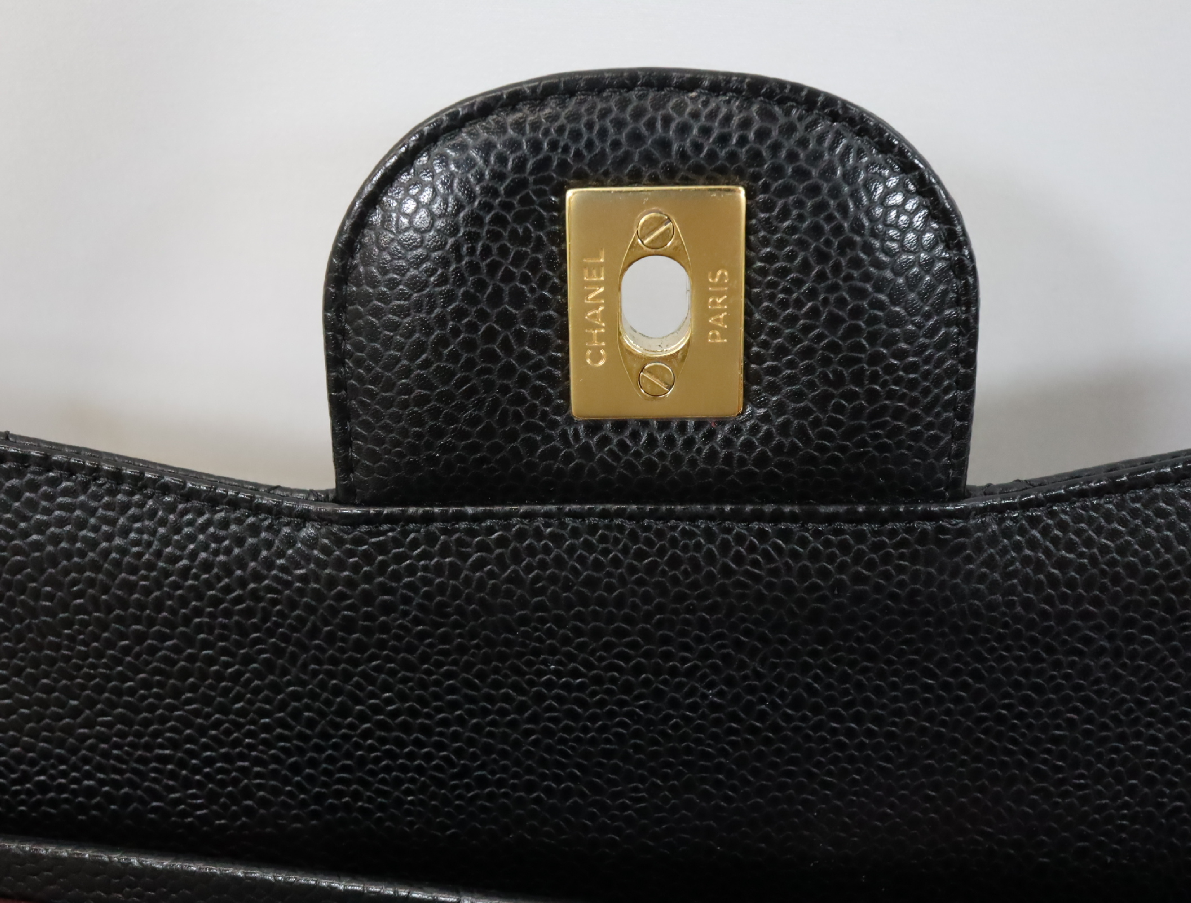 Large Matelassé 30 Shoulder Bag, Caviar Leather, Double Flap, Black with Gold Hardware, Serial Number 18-series, A58600 — view 13