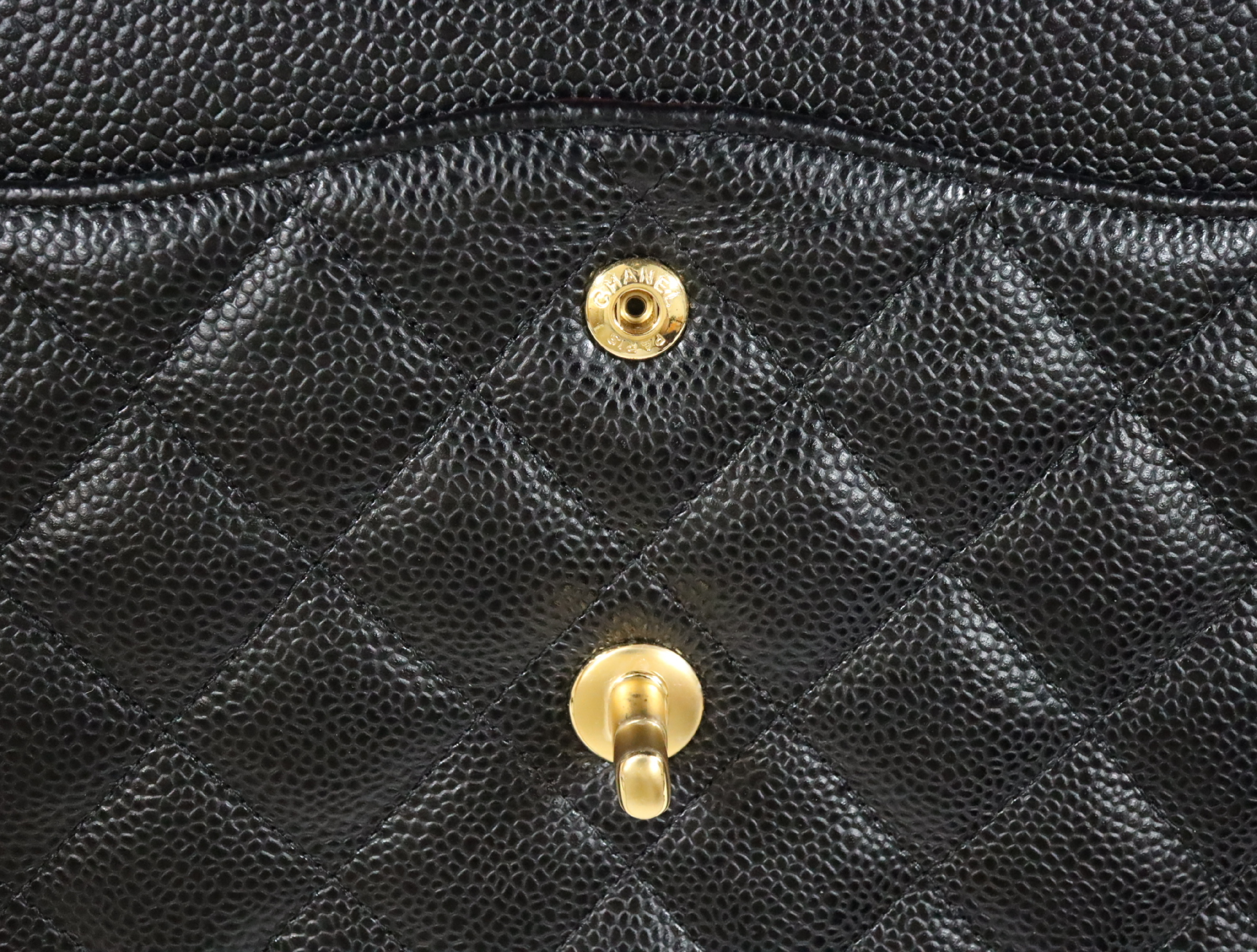 Large Matelassé 30 Shoulder Bag, Caviar Leather, Double Flap, Black with Gold Hardware, Serial Number 18-series, A58600 — view 14