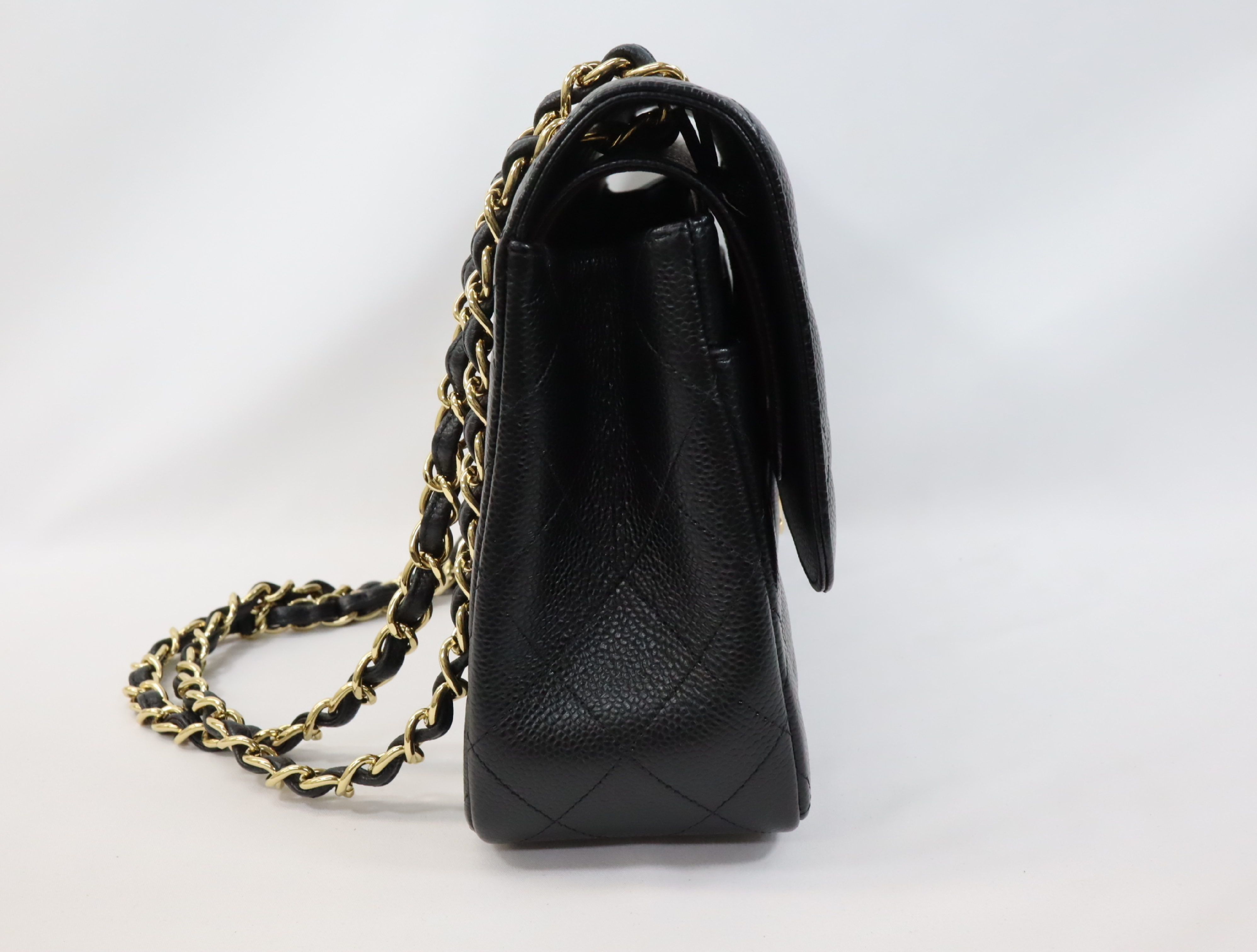 Large Matelassé 30 Shoulder Bag, Caviar Leather, Double Flap, Black with Gold Hardware, Serial Number 18-series, A58600 — view 3