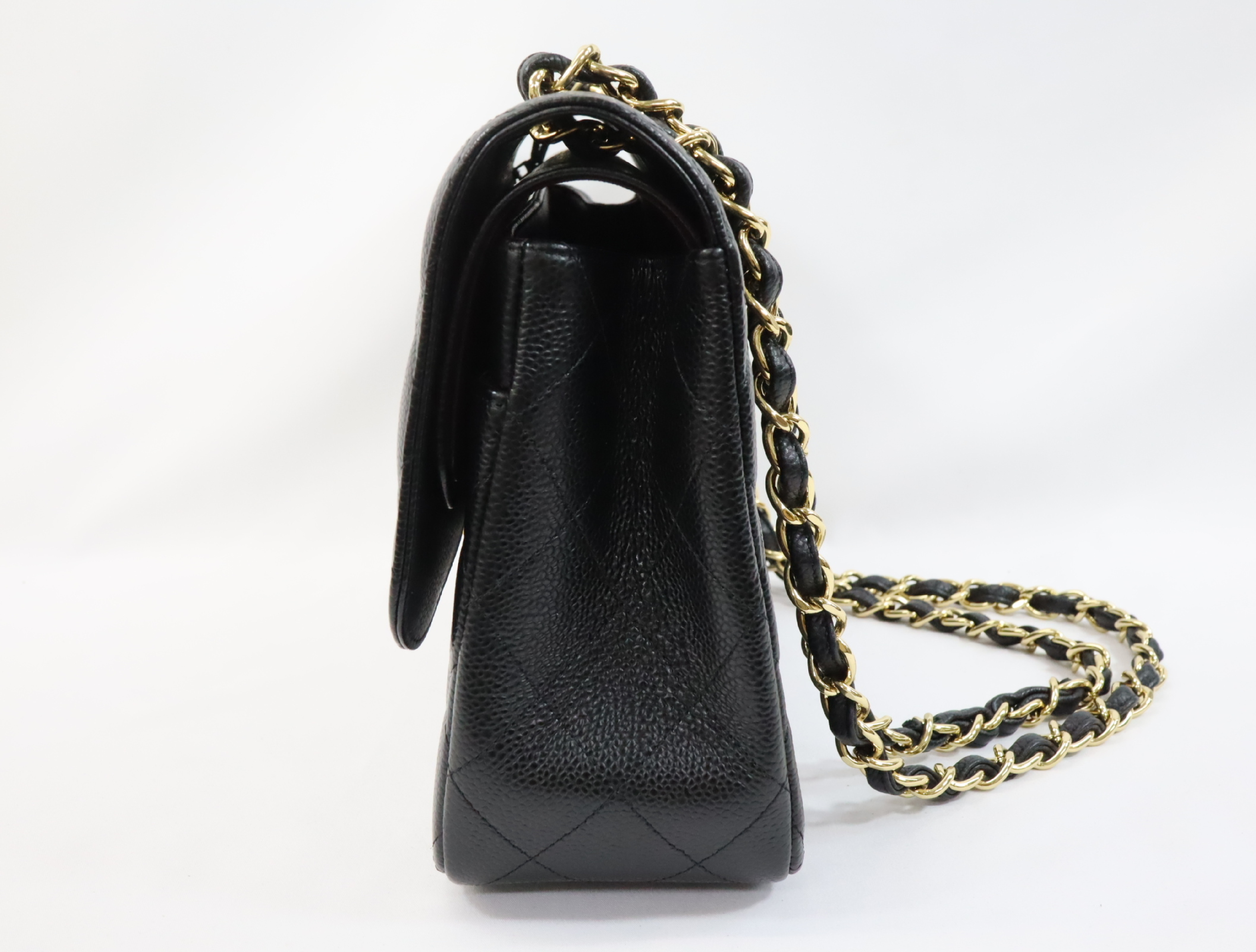 Large Matelassé 30 Shoulder Bag, Caviar Leather, Double Flap, Black with Gold Hardware, Serial Number 18-series, A58600 — view 4