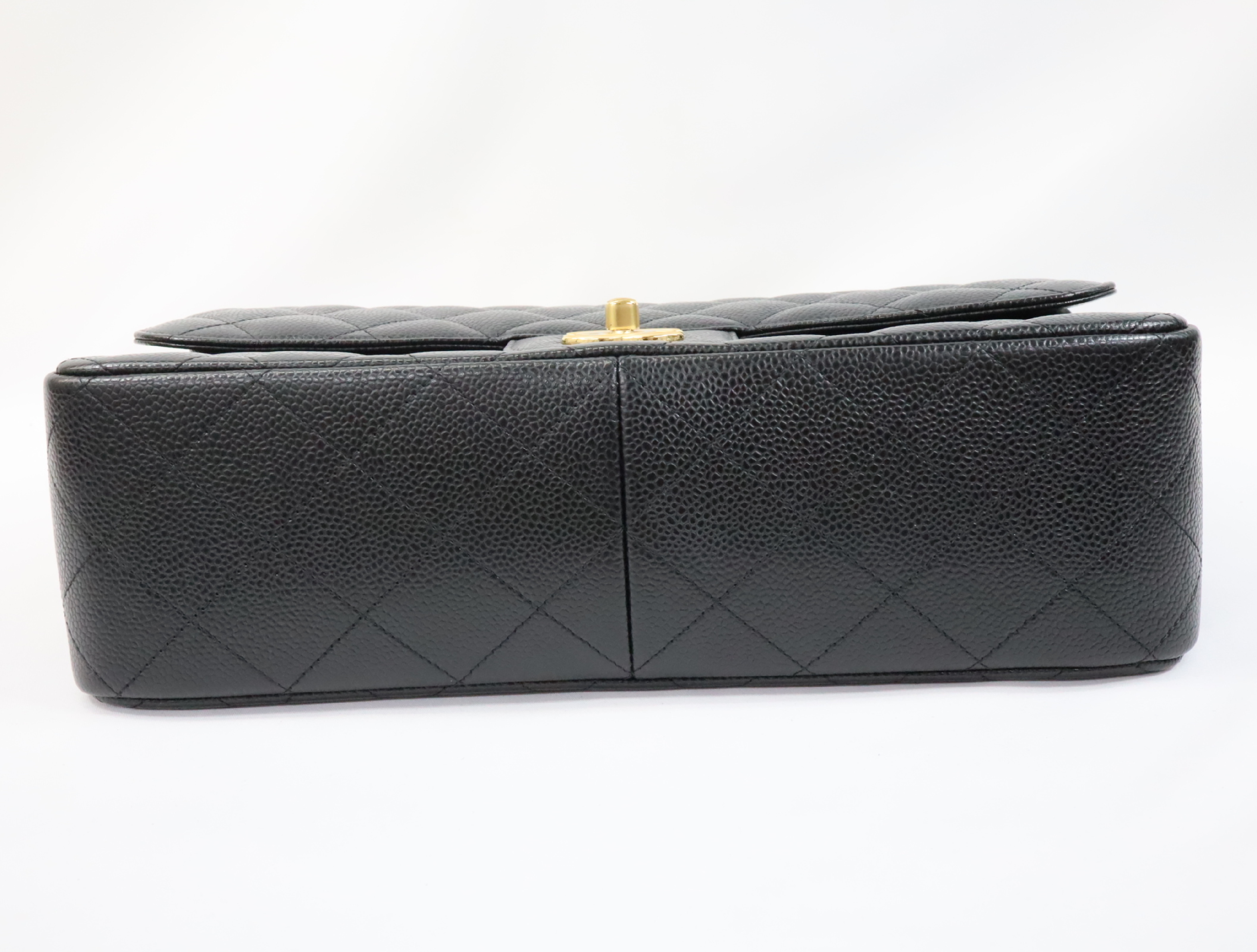 Large Matelassé 30 Shoulder Bag, Caviar Leather, Double Flap, Black with Gold Hardware, Serial Number 18-series, A58600 — view 5