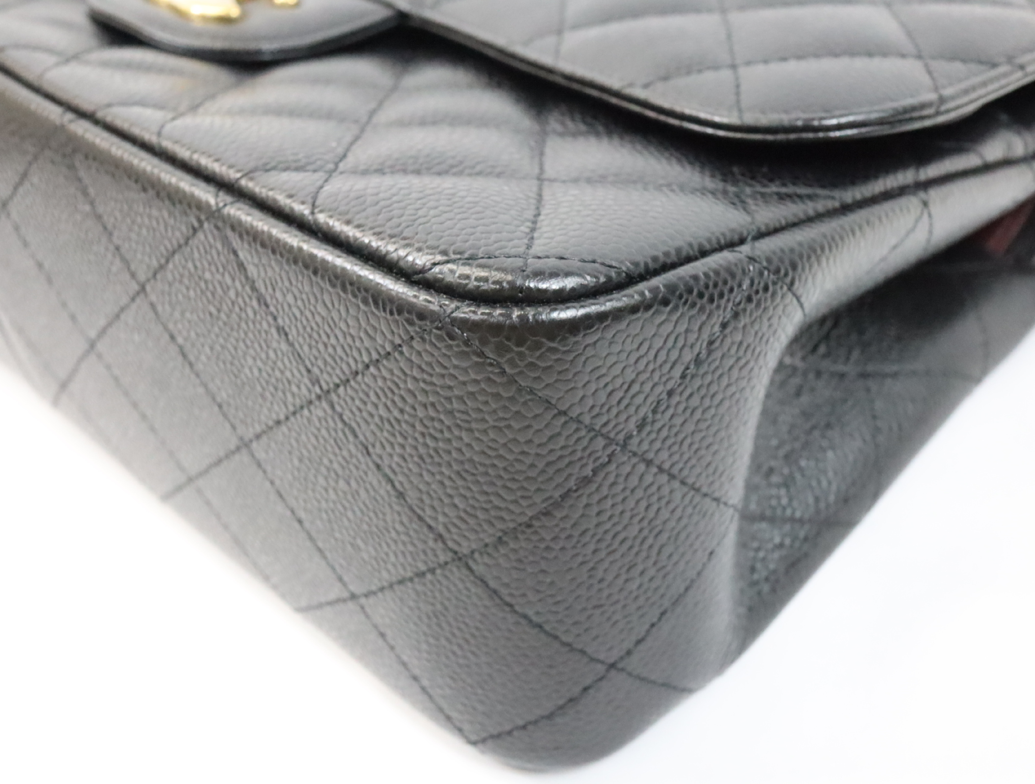 Large Matelassé 30 Shoulder Bag, Caviar Leather, Double Flap, Black with Gold Hardware, Serial Number 18-series, A58600 — view 6