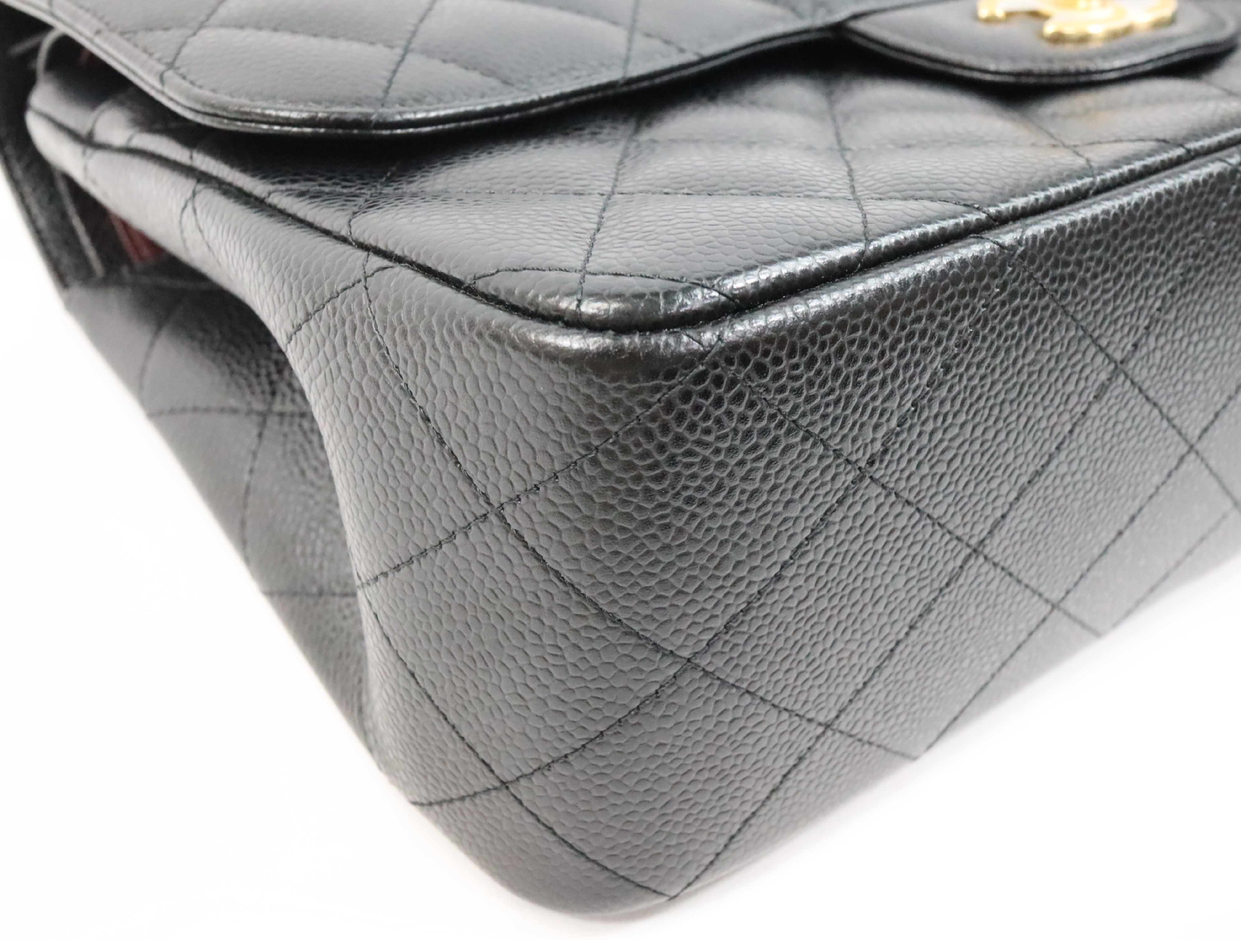 Large Matelassé 30 Shoulder Bag, Caviar Leather, Double Flap, Black with Gold Hardware, Serial Number 18-series, A58600 — view 7