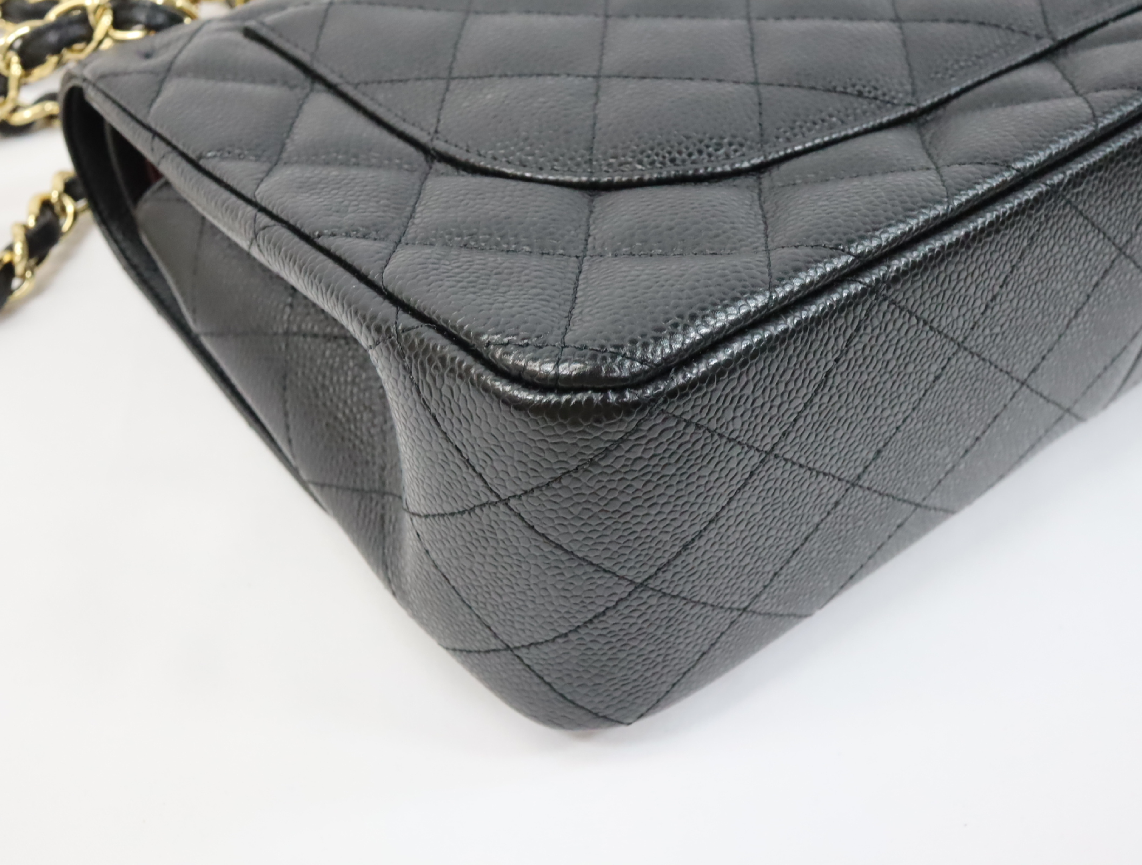 Large Matelassé 30 Shoulder Bag, Caviar Leather, Double Flap, Black with Gold Hardware, Serial Number 18-series, A58600 — view 9