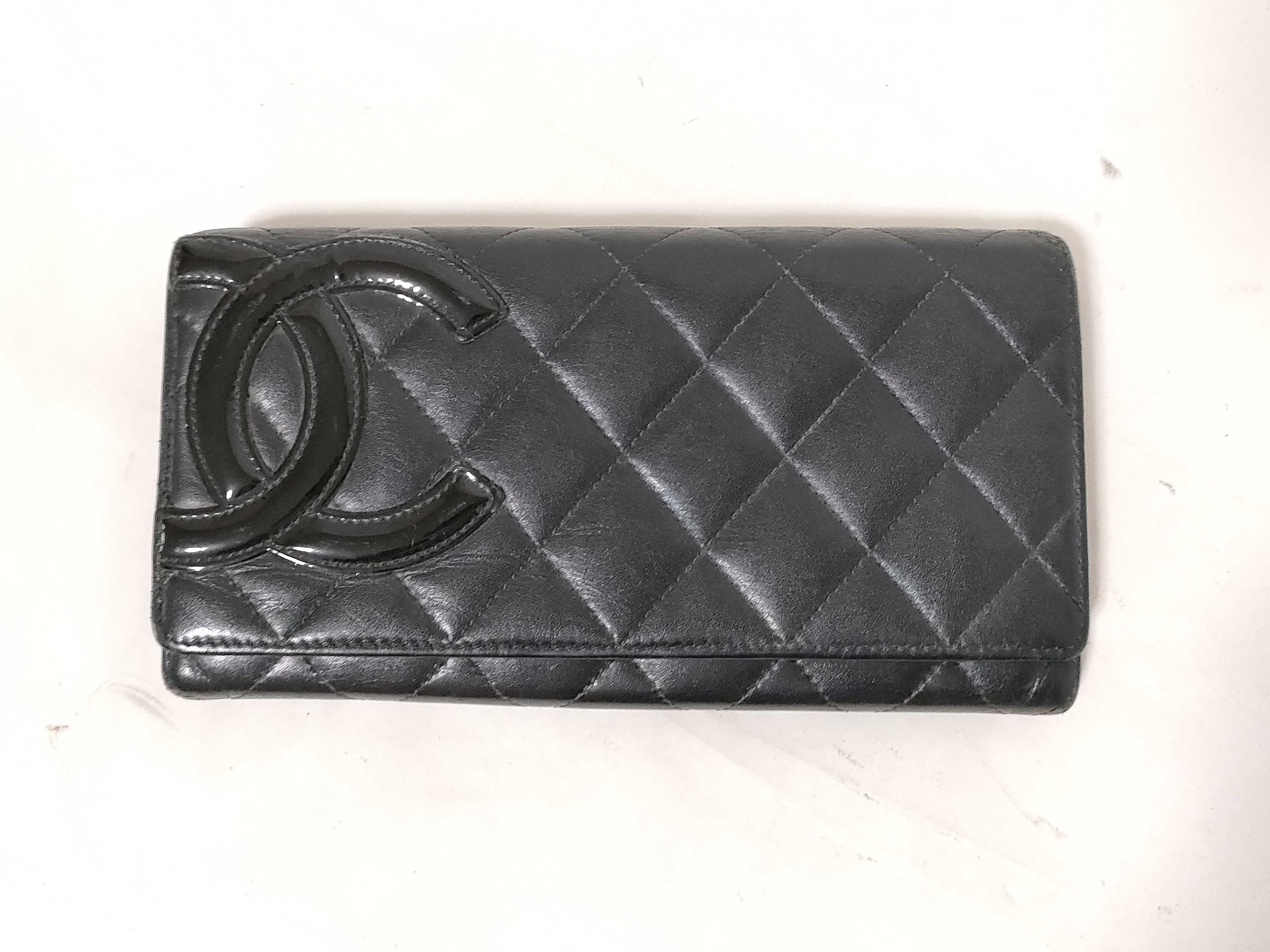 Cambon Long Wallet, Black x Pink