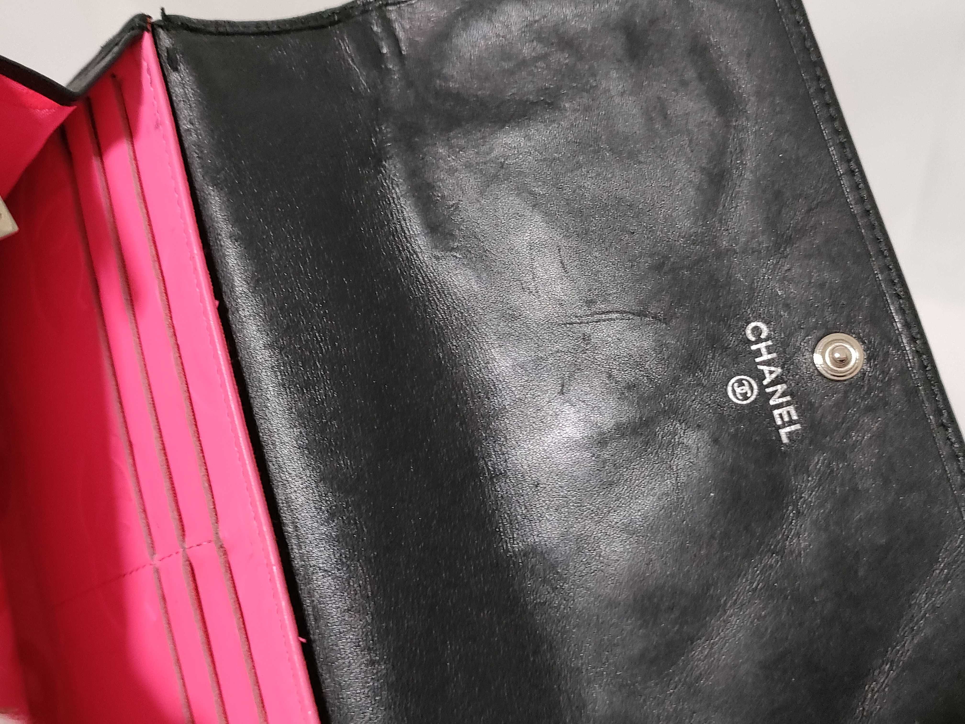 Cambon Long Wallet, Black x Pink — view 13