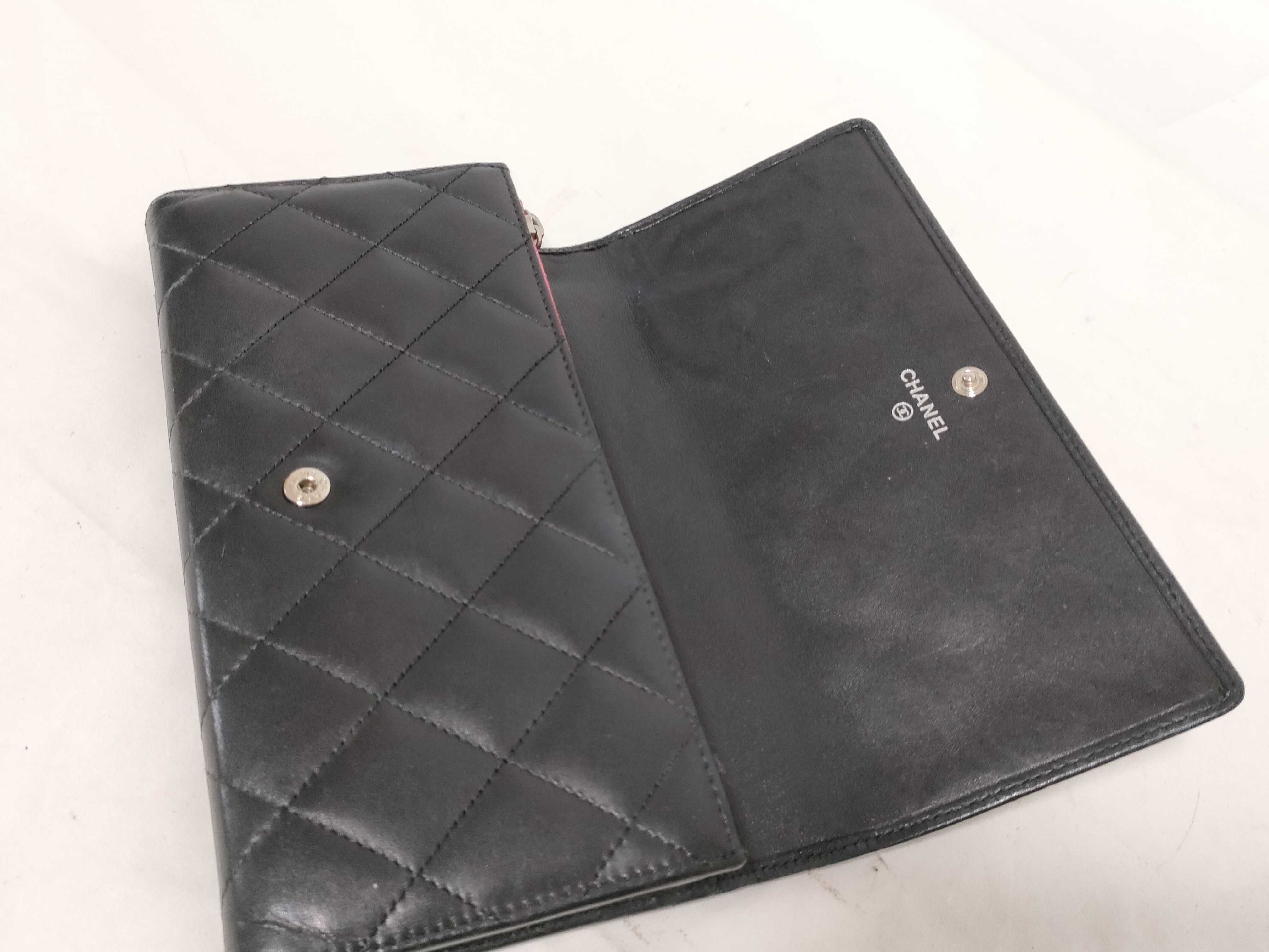 Cambon Long Wallet, Black x Pink — view 7