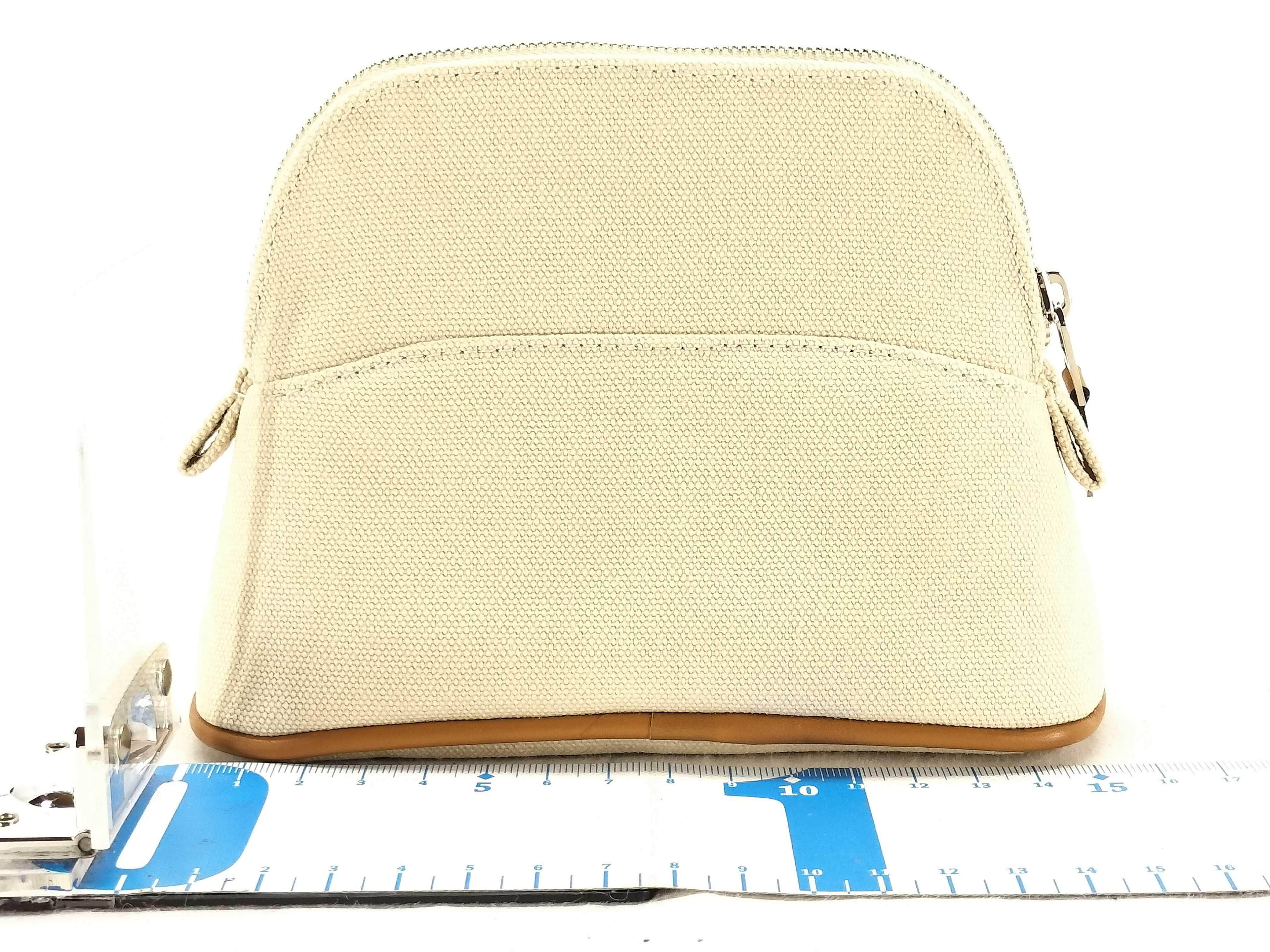 Bolide Mini Pouch, Canvas Pouch, Beige with Silver Hardware — view 2