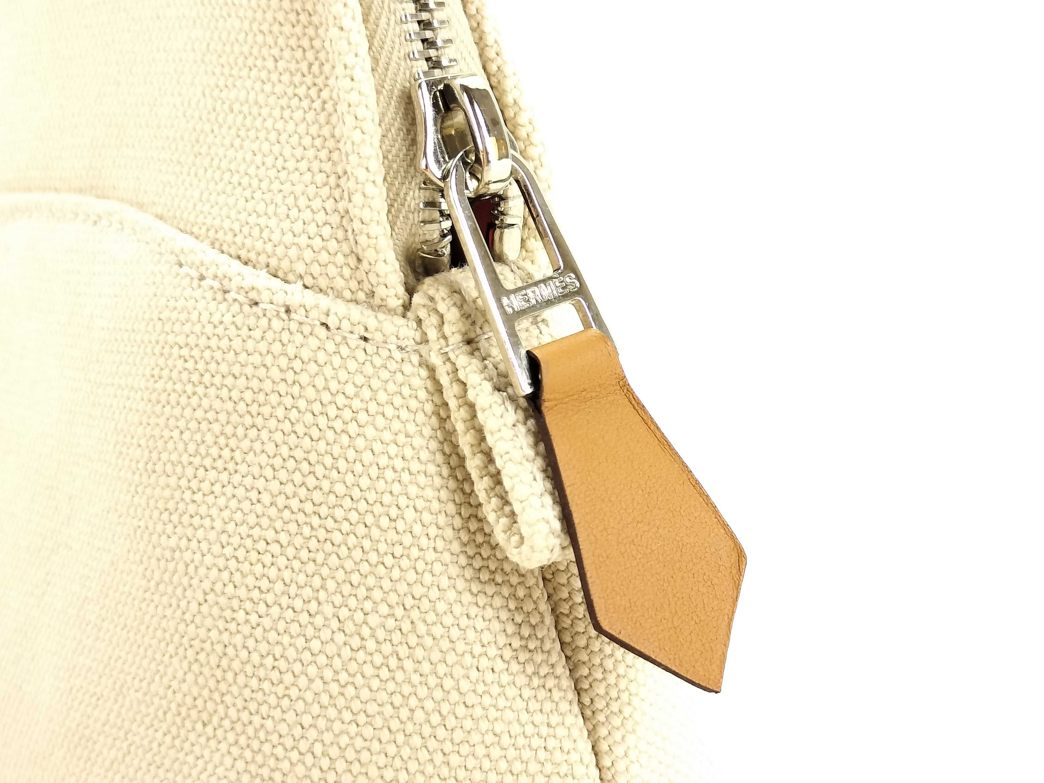 Bolide Mini Pouch, Canvas Pouch, Beige with Silver Hardware — view 9