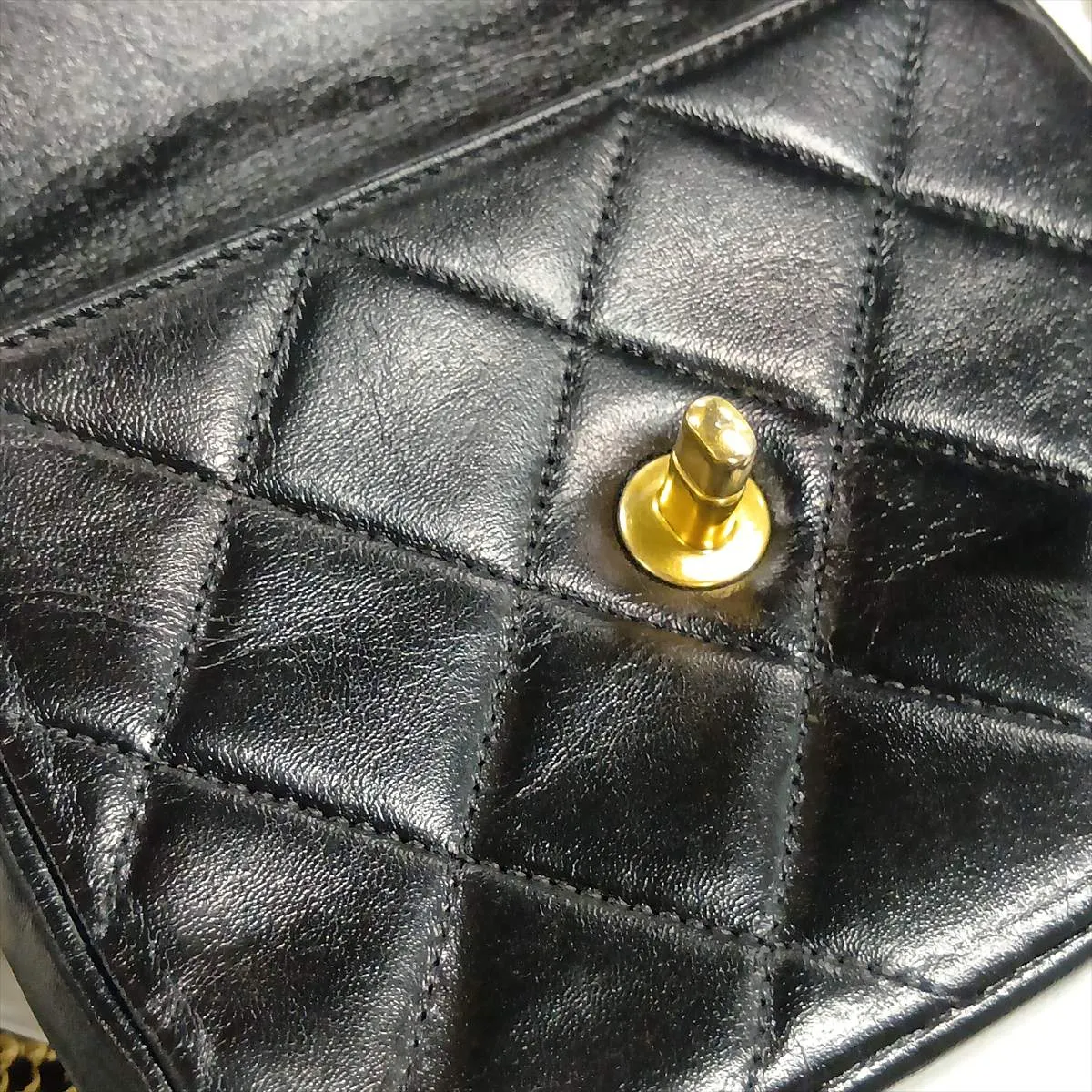 Mini Matelassé Leather Chain Shoulder Bag, Black with Gold Hardware, GJ126H4A, Random Plate — view 10