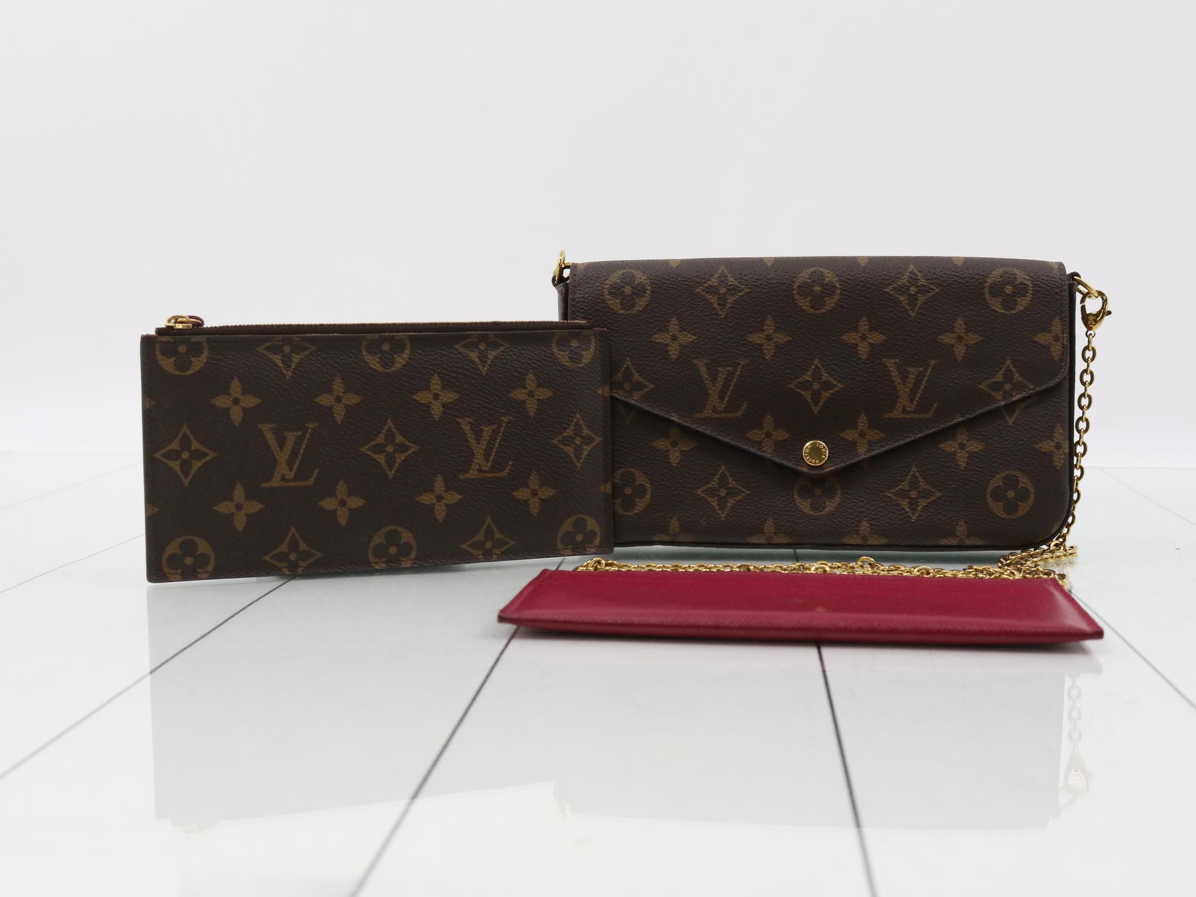 Monogram Pochette Felicie Fuchsia Shoulder Bag with Case