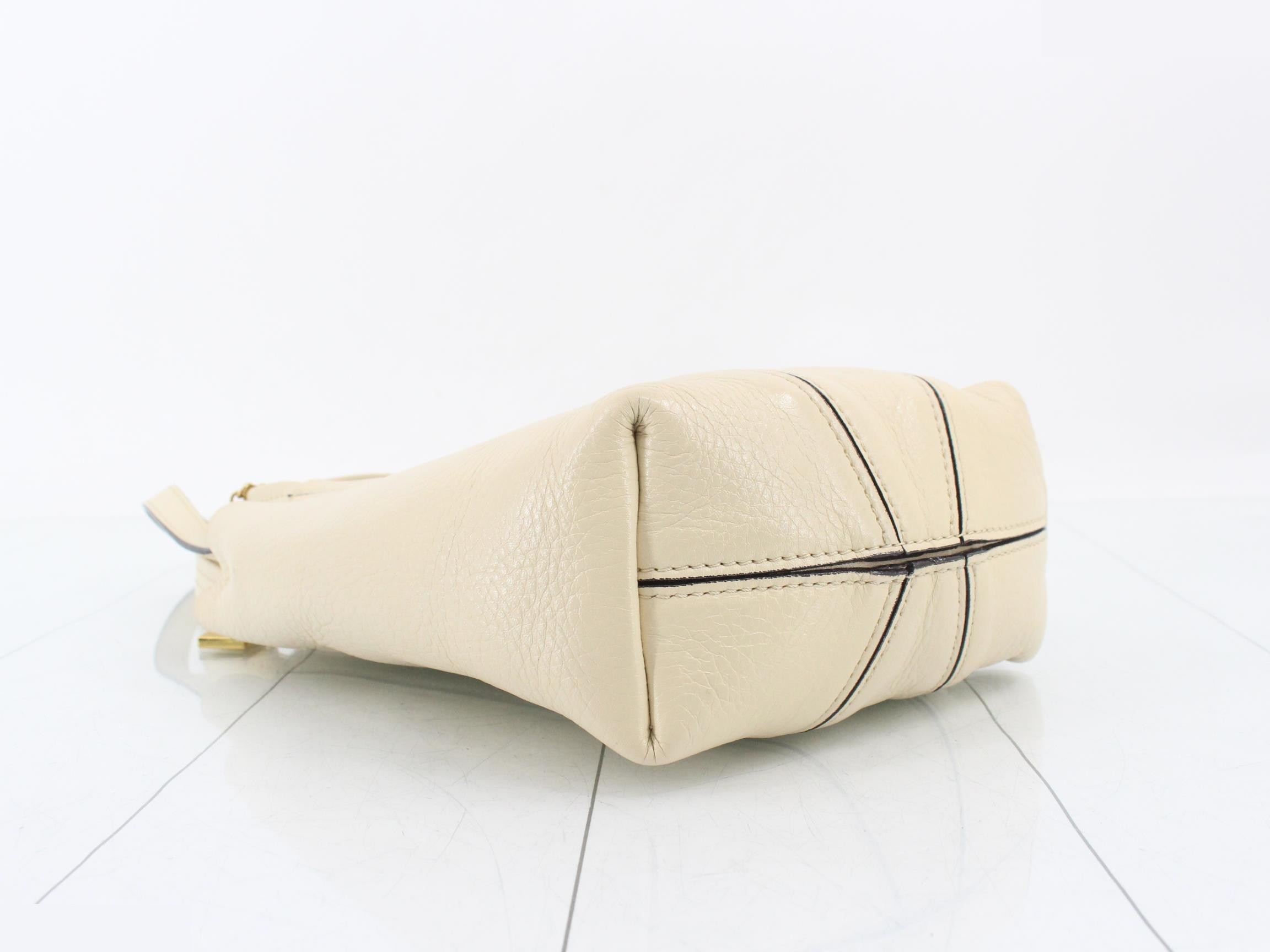 Leather Spin Small 2-Way Handbag, White — view 5