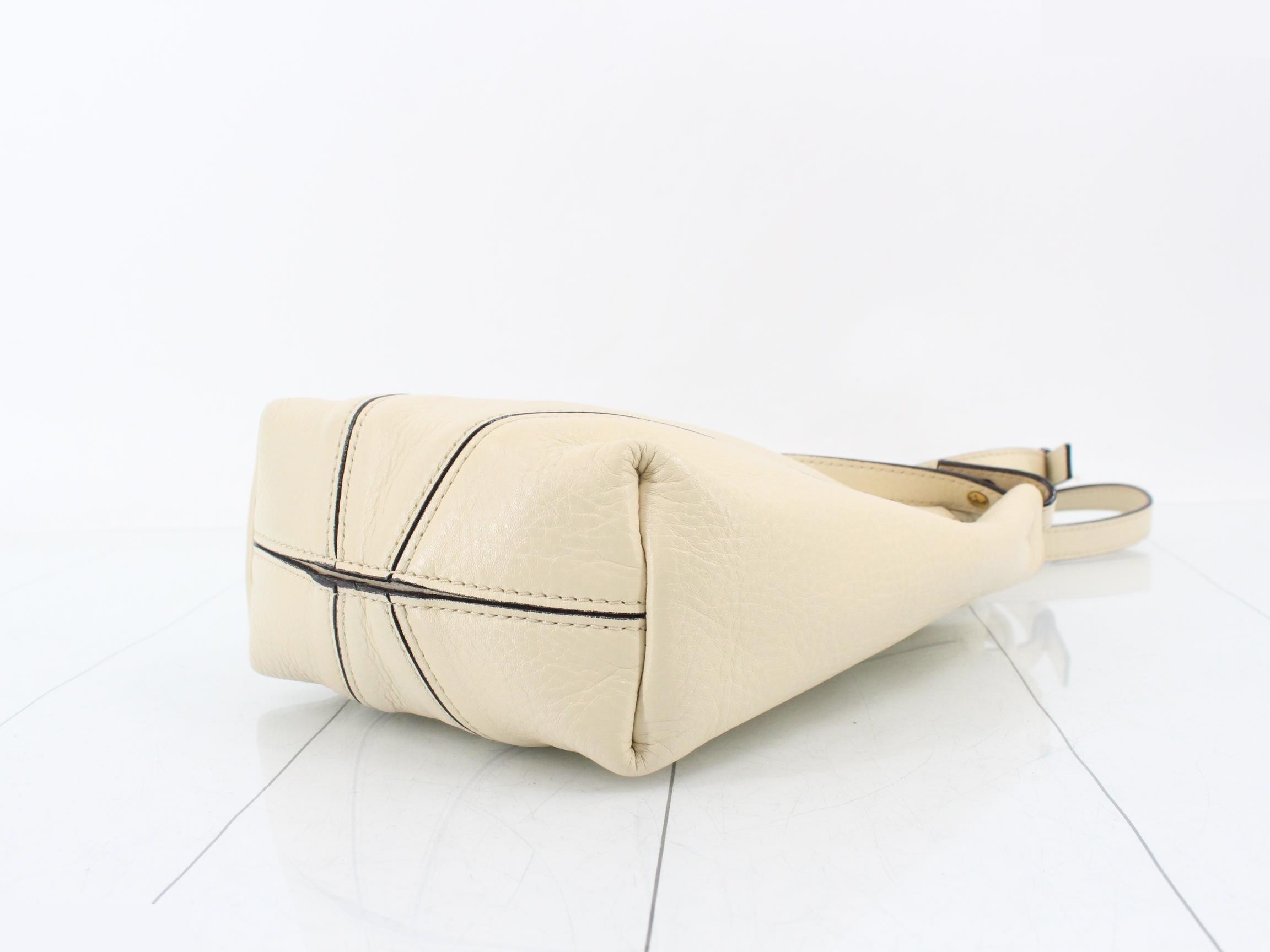 Leather Spin Small 2-Way Handbag, White — view 6