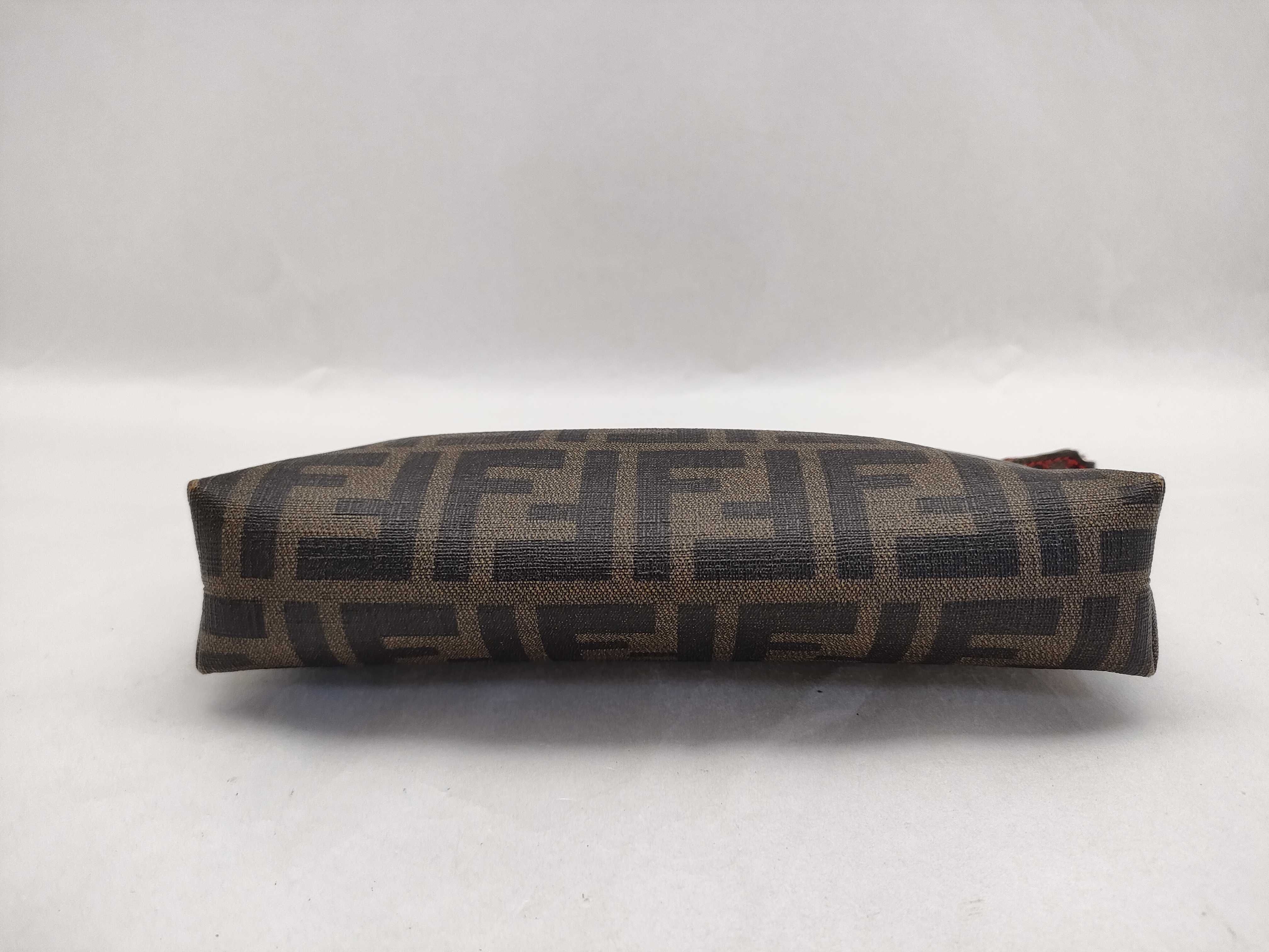 Zucca pattern accessory pouch, handbag, with gold chain and FF hardware. — view 9