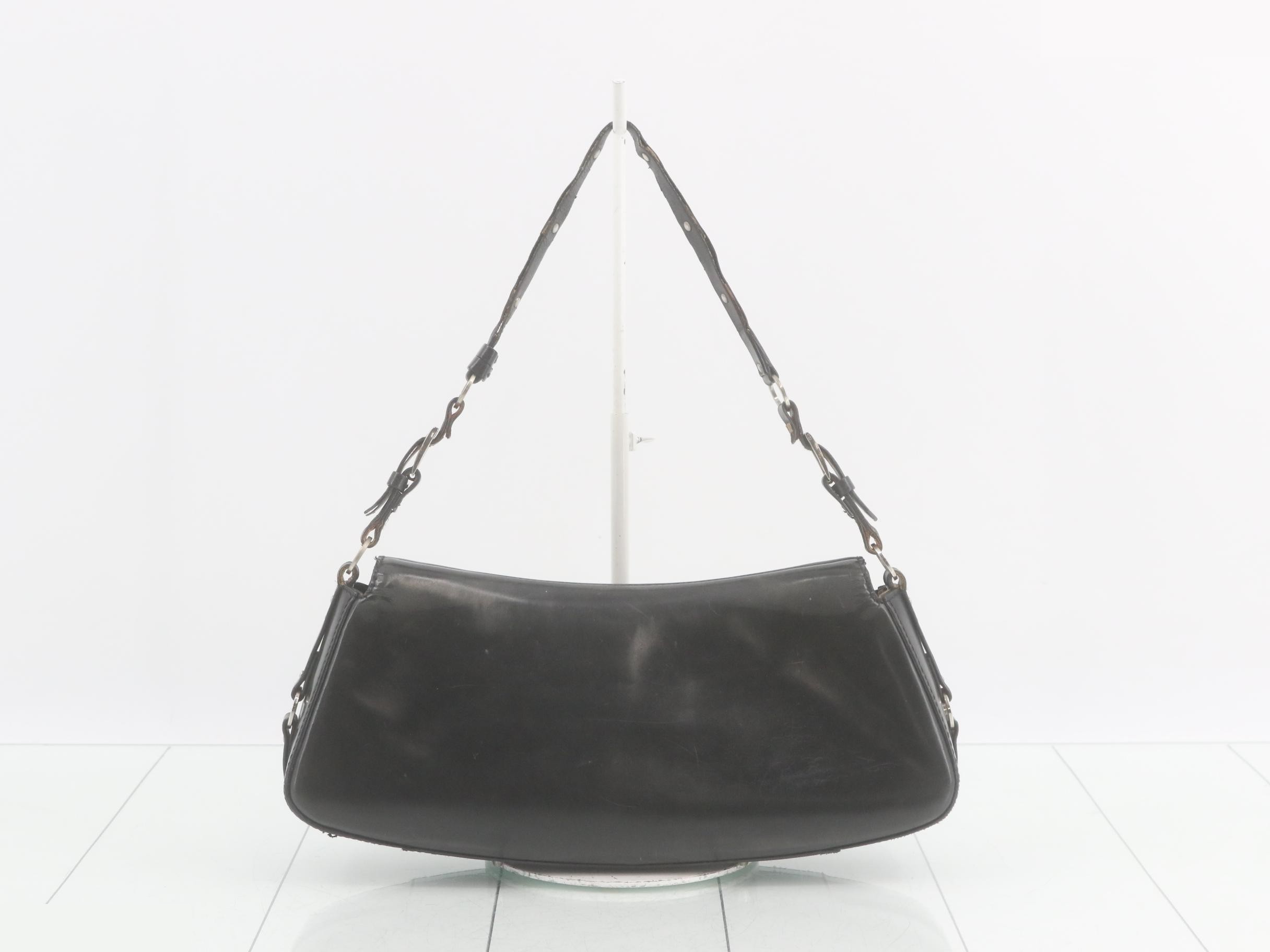 leather shoulder bag, black — view 2