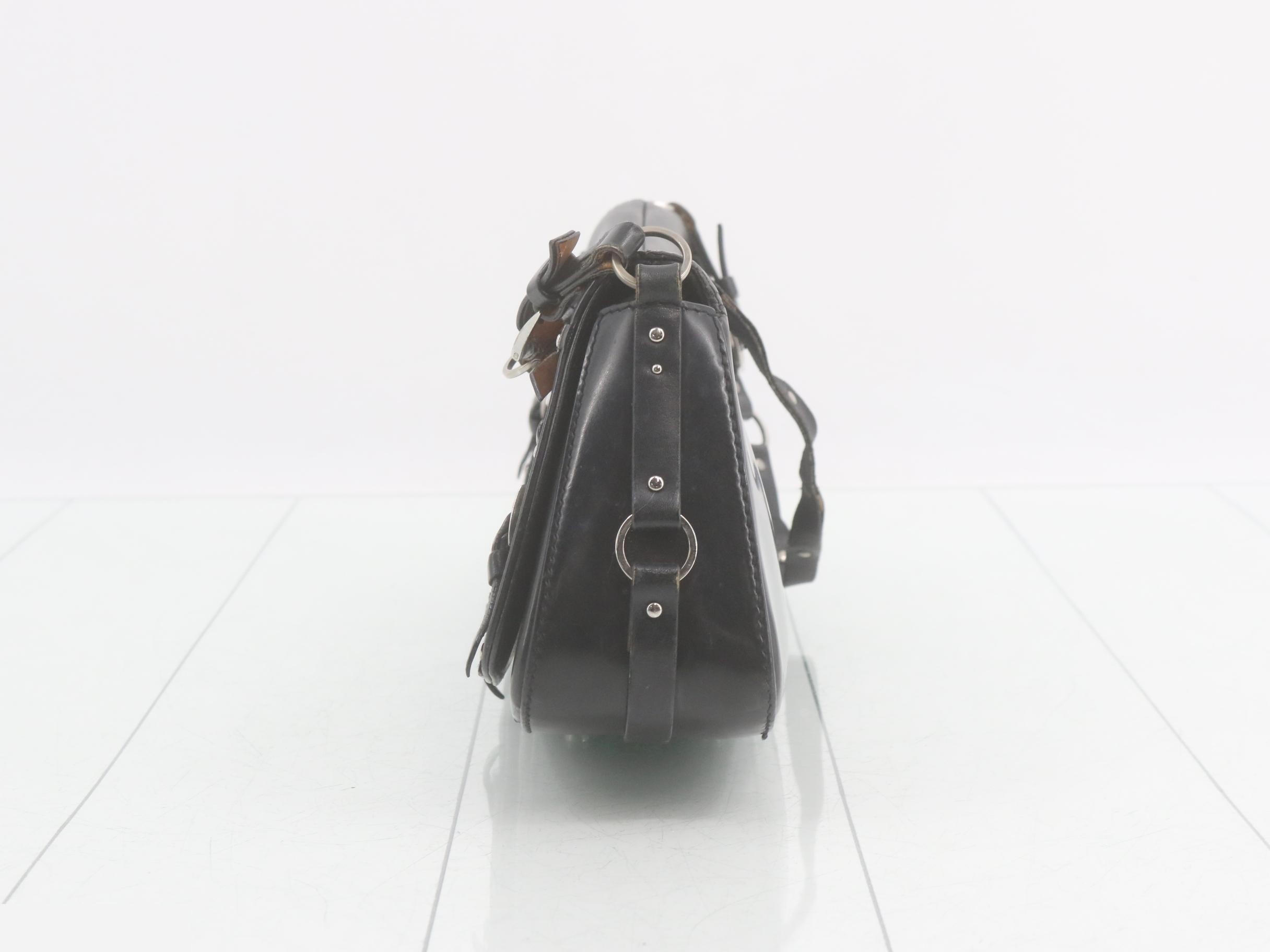leather shoulder bag, black — view 3