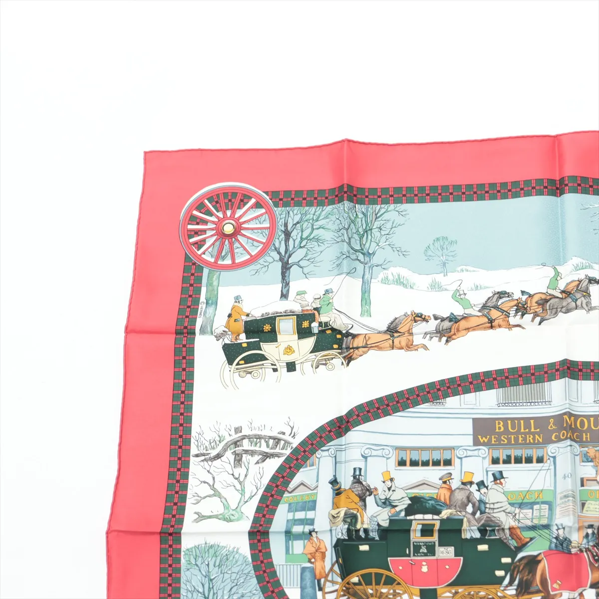 Carre 90 BULL & MOUTH Mail Coach Scarf Silk Red — view 2
