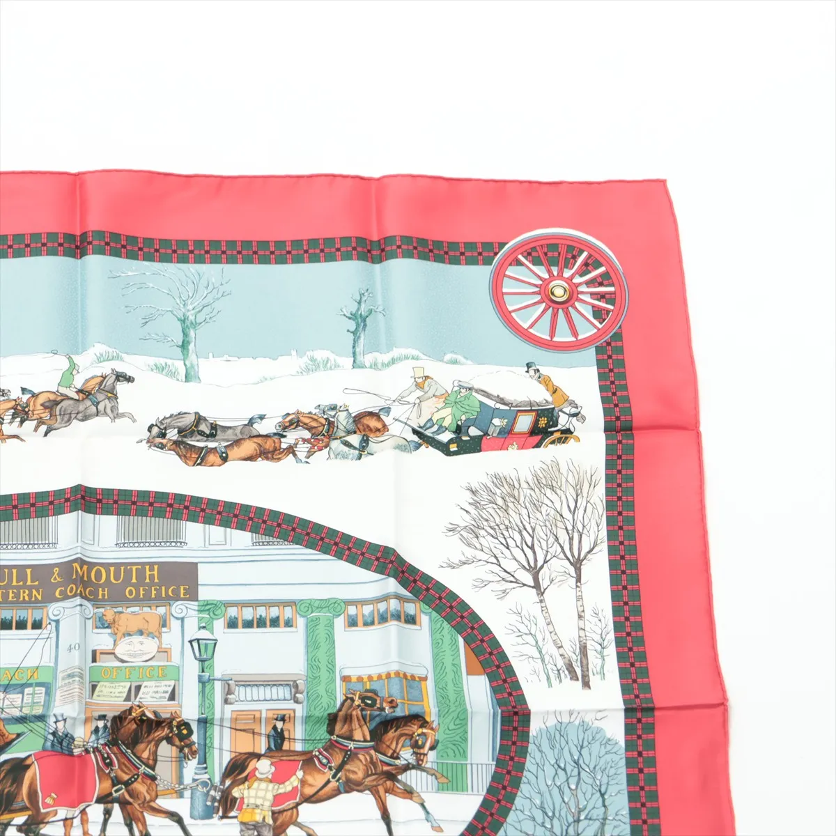 Carre 90 BULL & MOUTH Mail Coach Scarf Silk Red — view 3