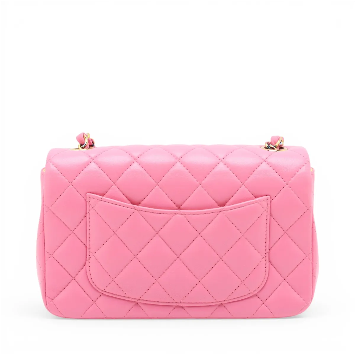 Mini Matelassé 20 Lambskin Single Flap Single Chain Bag, Pink with Rainbow Hardware, 31148394, Serial Number 31-series, A69900 — view 2