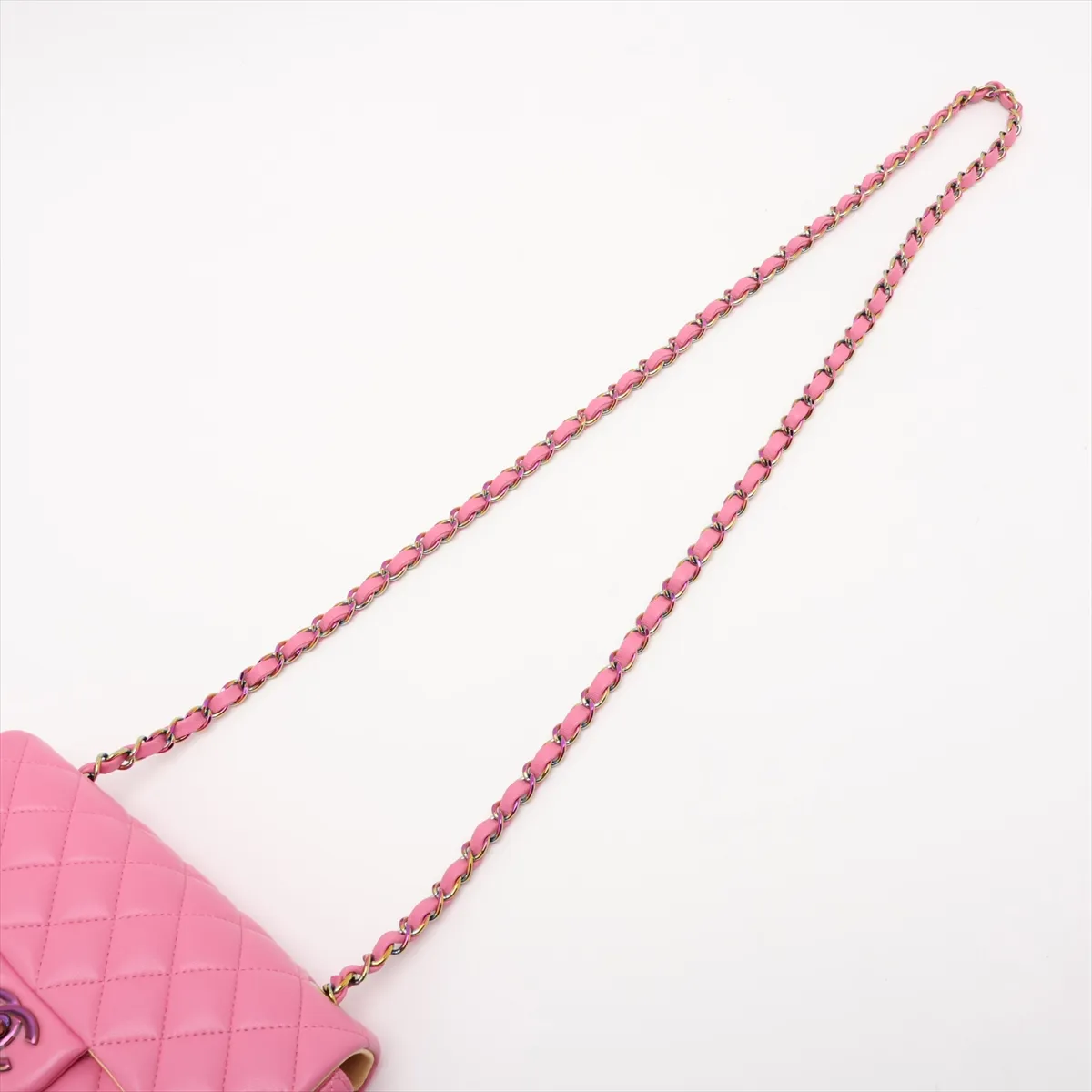 Mini Matelassé 20 Lambskin Single Flap Single Chain Bag, Pink with Rainbow Hardware, 31148394, Serial Number 31-series, A69900 — view 5