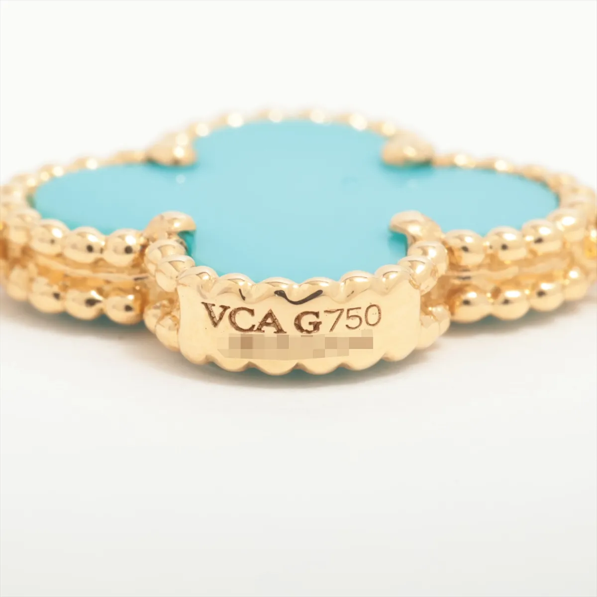 Vintage Alhambra 5P Turquoise Bracelet 750 (YG) 11.5g JB151204 (Clasp is bent, stiff, weak return, stone — view 5