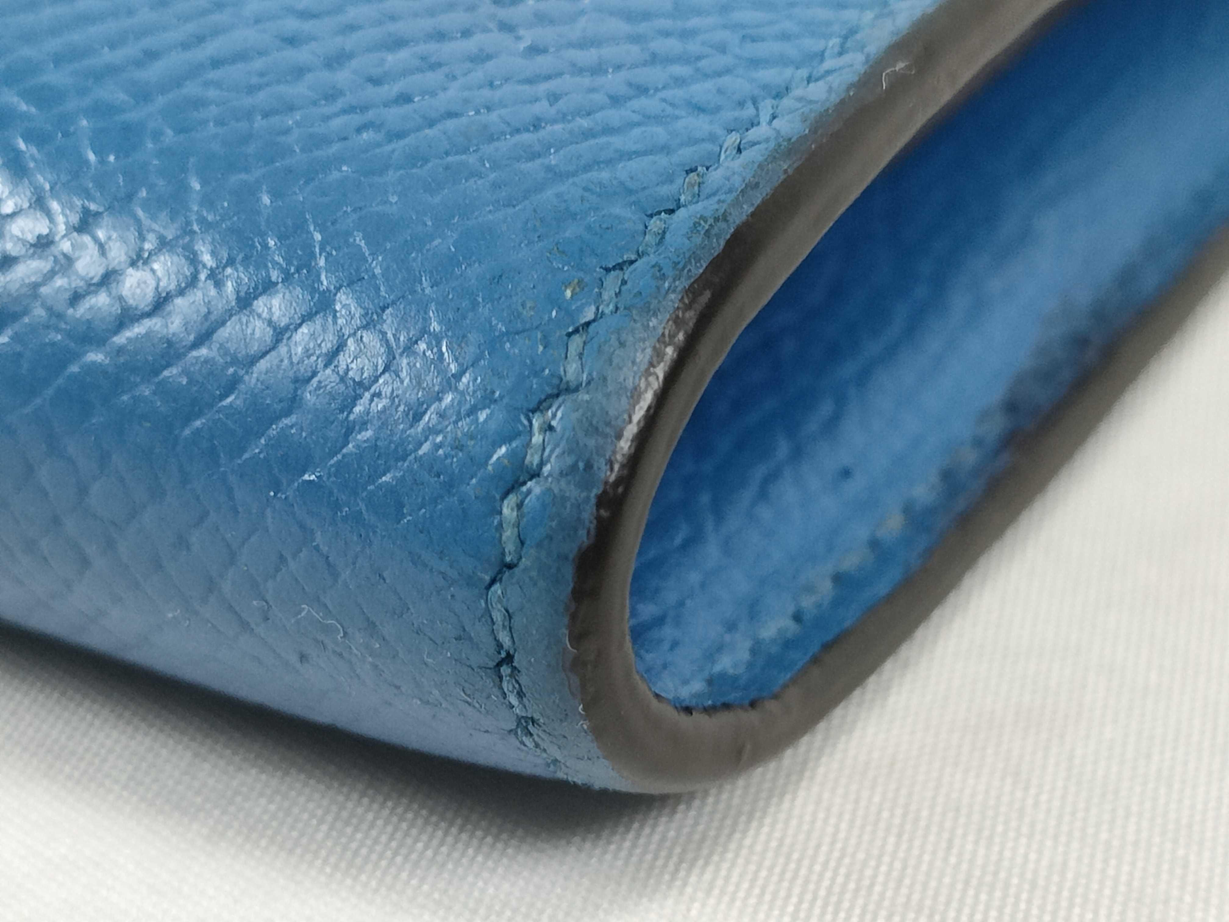 Kelly Wallet / Veau Epsom / Blue / O Stamp / Silver Hardware Wallet — view 4