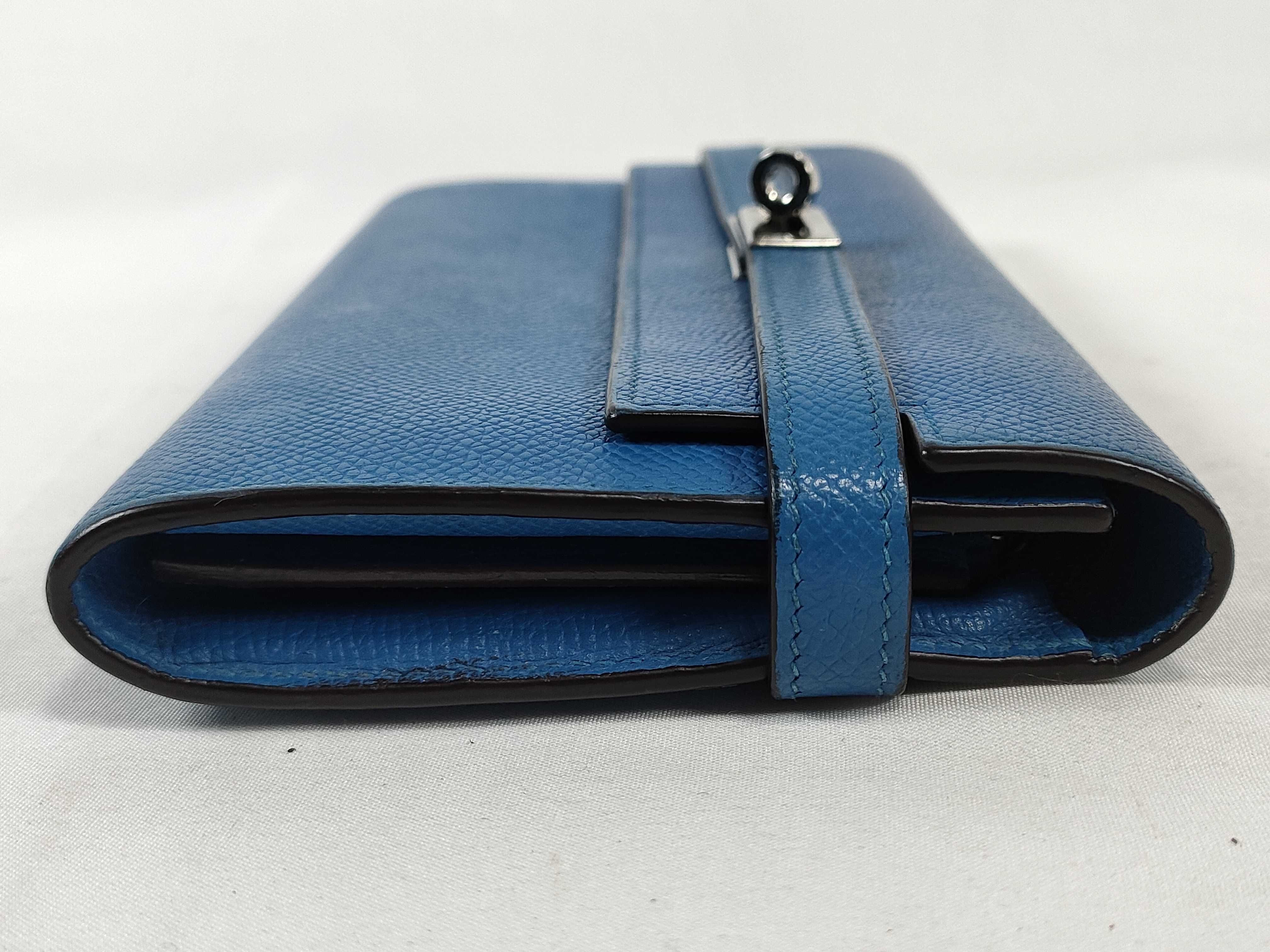 Kelly Wallet / Veau Epsom / Blue / O Stamp / Silver Hardware Wallet — view 5